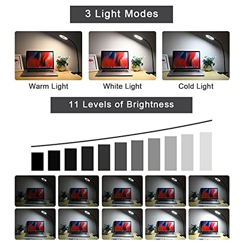 Detalle 2 de URAQT 3 Colore Lampada da Lettura con Clip e 48 LED: illuminazione flessibile per studio, lavoro e relax