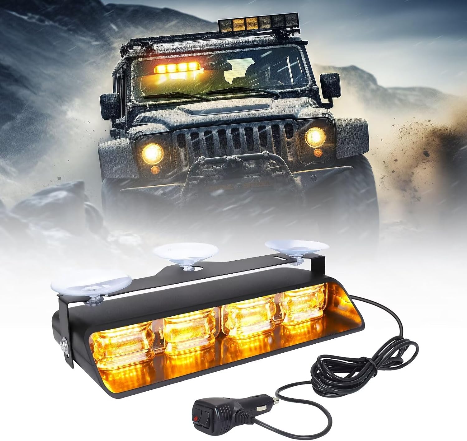Thumbnail 6 de OPP ULITE Emergency Flashing Dash Strobe Lights for Vehicles (Red/Blue, 24 LEDs, 26 Modes, Memory) with Suction Cups