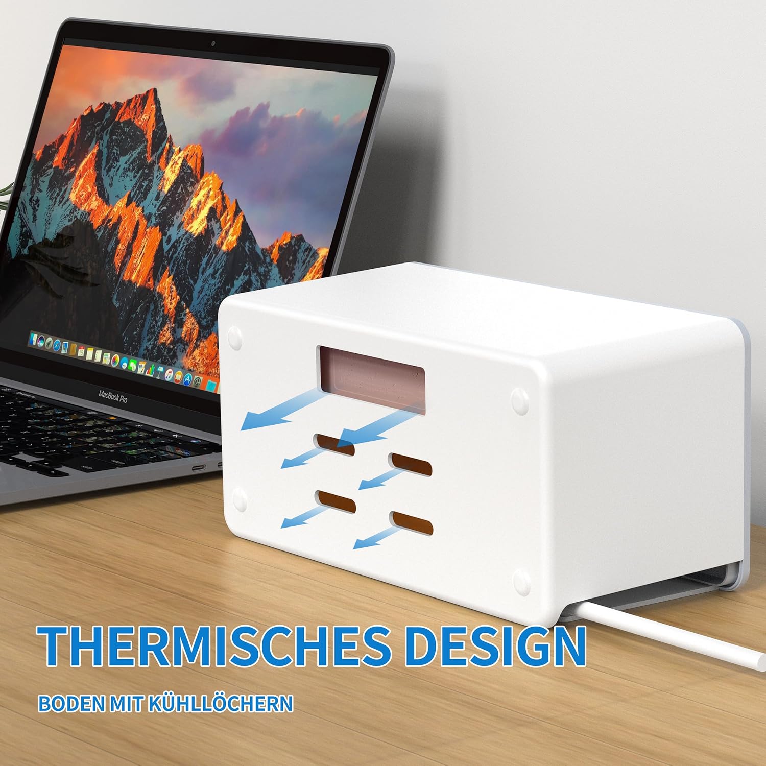 Thumbnail 6 de Kabelbox mit versteckter Mehrfachsteckdose – 10-in-1, 3680W/16A, 1050J Überspannungsschutz, 2 m Kabel, 6 Steckdosen + 3 USB-A + 1 USB-C