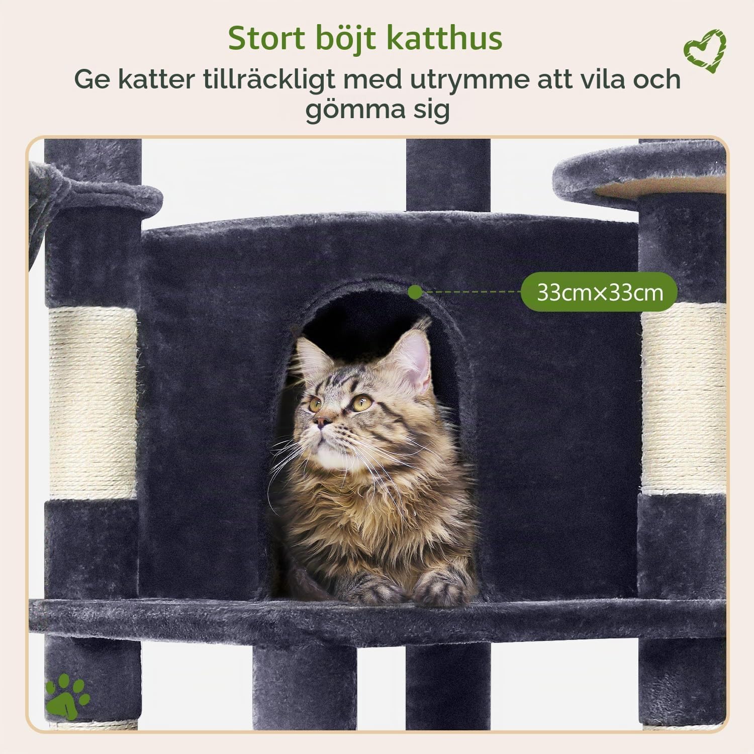Thumbnail 4 de Globlazer C51 kattträd, 130 cm med hörnplattform, koja och hängmatta