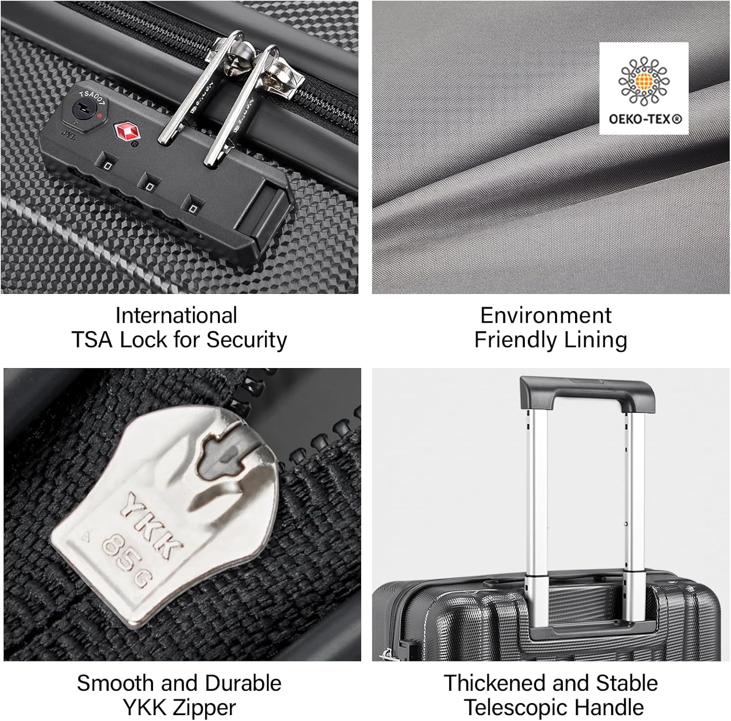 Thumbnail 6 de Hanke 14 Inch Hardshell Cabin Suitcase (Airline Approved) with TSA Lock and Dual Spinner Wheels, Jet Black