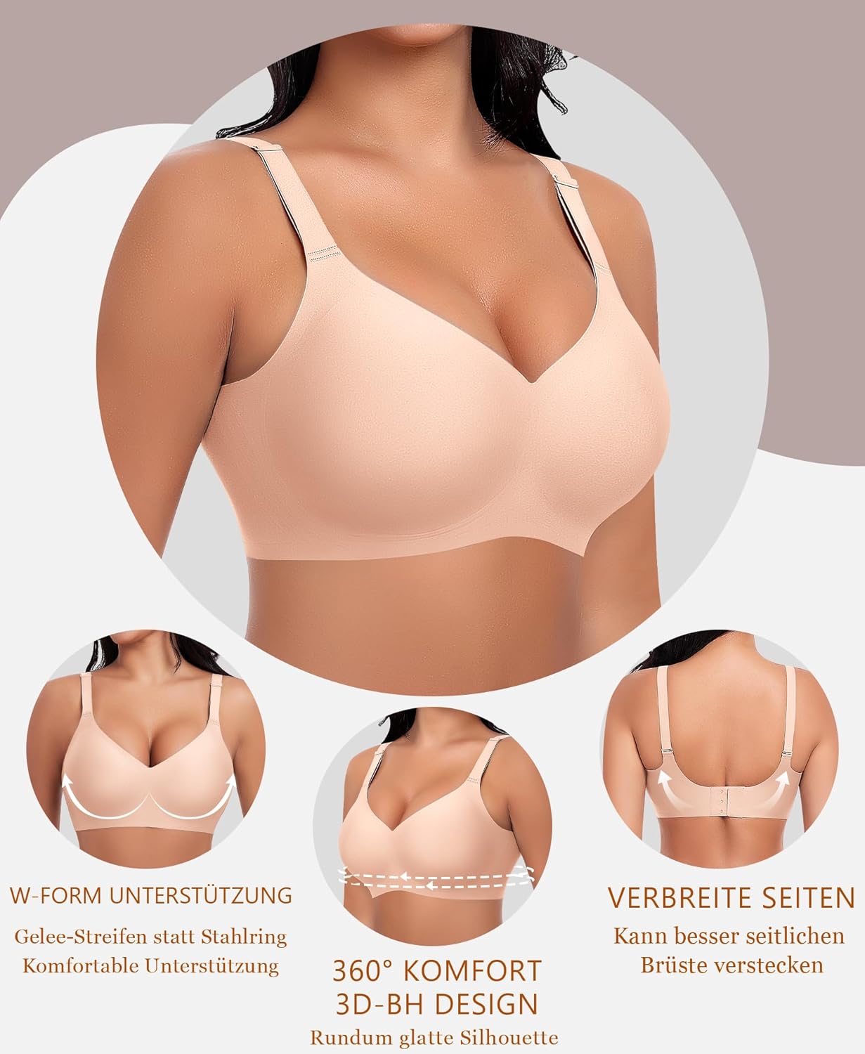 Thumbnail 3 de Ganado Damen BH ohne Bügel – Nahtloser Bralette mit Tiefem V-Ausschnitt und W-Form-Stützen