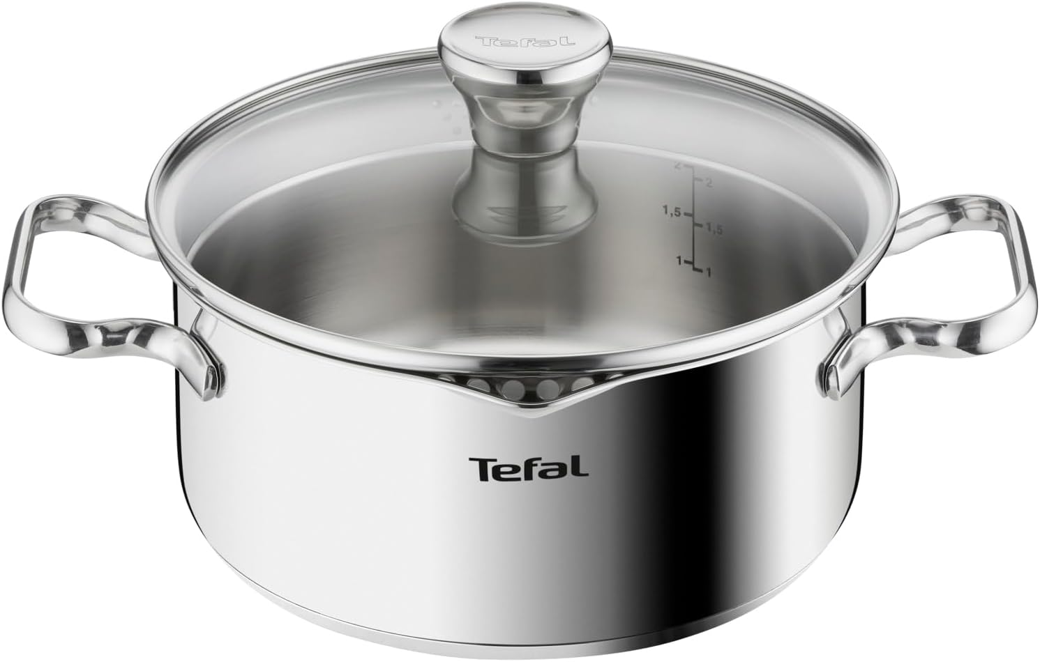 Detalle de Tefal Duetto A70542 Kochtopf 20 cm – robust, induktionsgeeignet, mit Ausgießdeckel