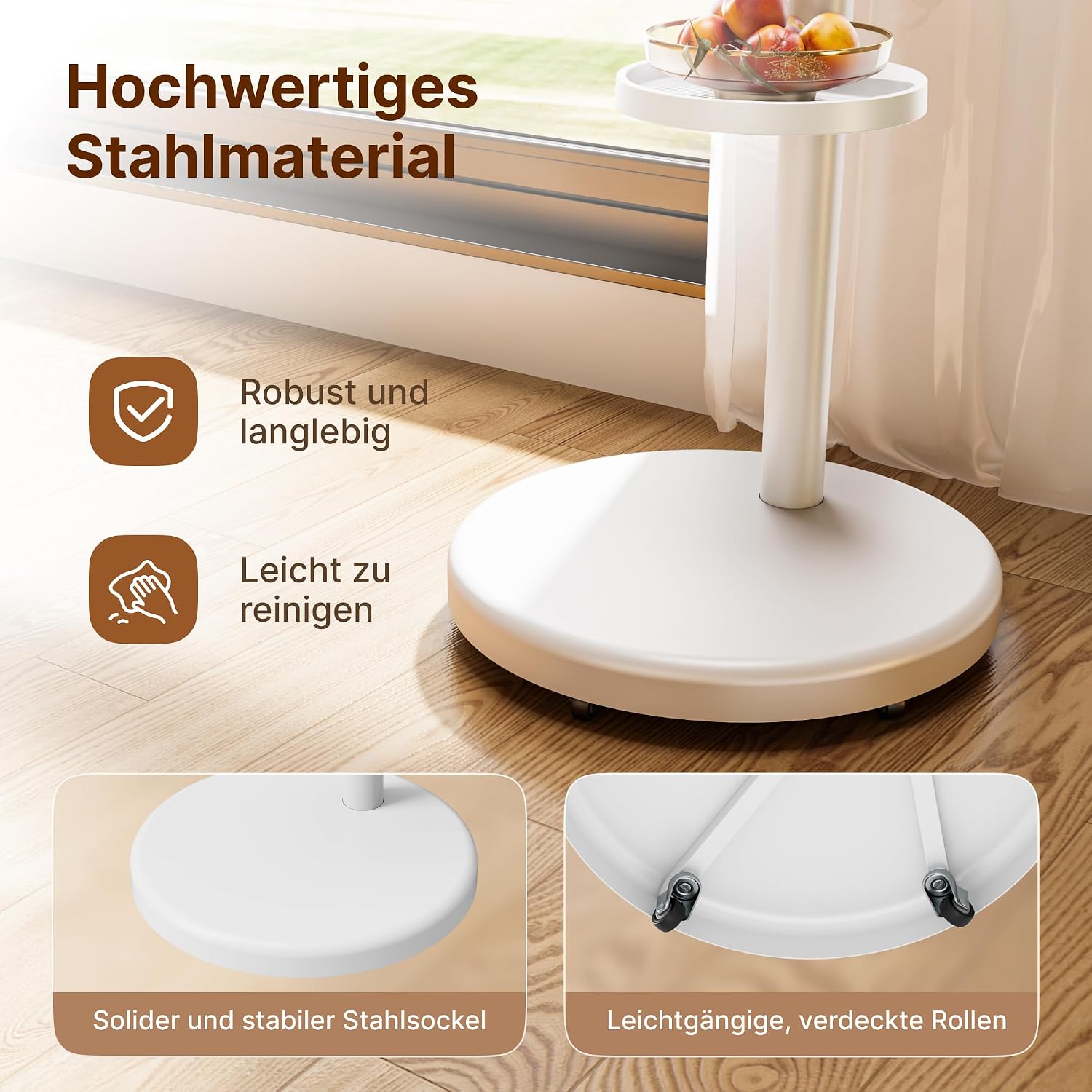 Thumbnail 2 de ECOTINY höhenverstellbarer rollbarer TV-Ständer für 37–86 Zoll (max. VESA 600×400 mm) bis 50 kg, weiß