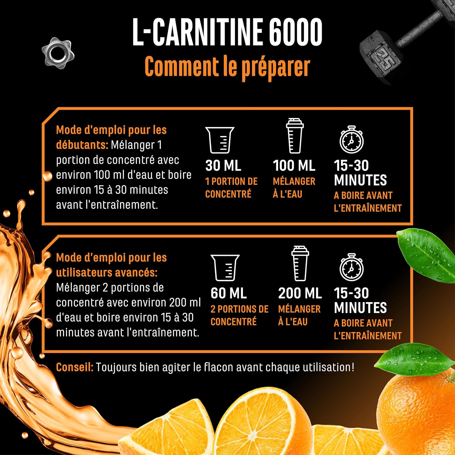 Thumbnail 6 de L-Carnitine 6000 Liquid 1000 ml goût Orange Power