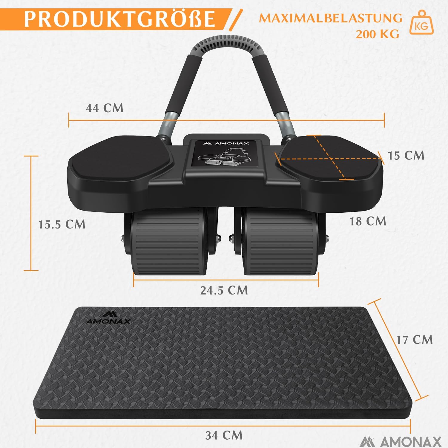 Thumbnail 4 de Amonax Bauchroller – Bauchtrainer AB Roller mit Vier-Rädern, Doppelfeder und rutschfester Auflage