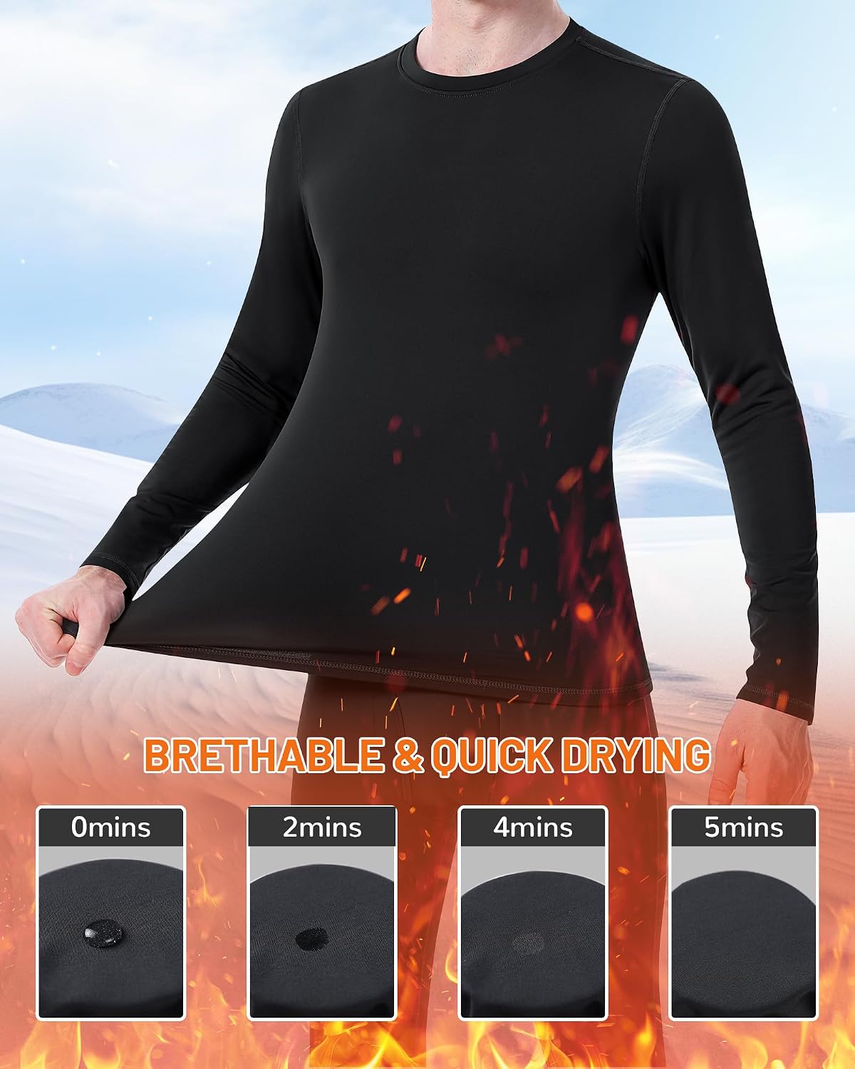 Thumbnail 3 de Runhit Long Johns for Men Thermal Underwear Set, Fleece-Lined Base Layer