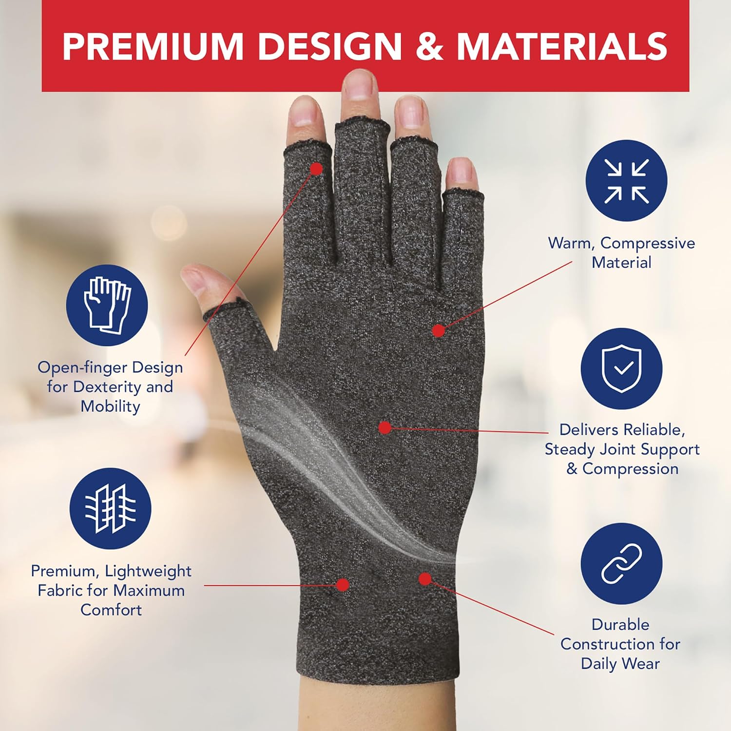 Detalle 2 de Dr Arthritis Full Length Copper Gloves