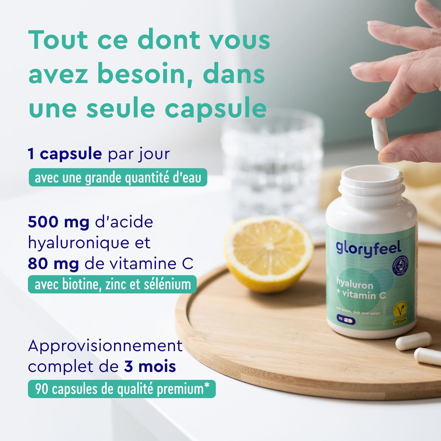 Thumbnail 1 de Acide Hyaluronique 500 mg, 90 gélules
