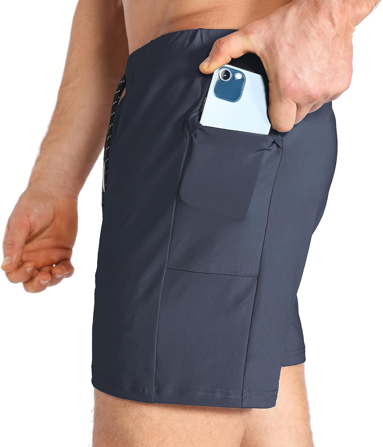Thumbnail 1 de Mens stretch gym shorts with zip pocket