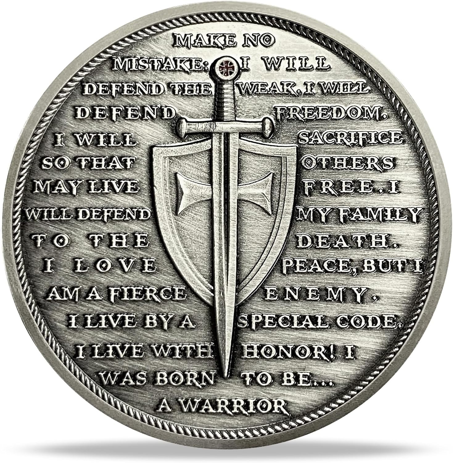 Detalle de RYUKENLM Knights Templar Challenge Coin, Antique Silver-Plated Zinc Alloy