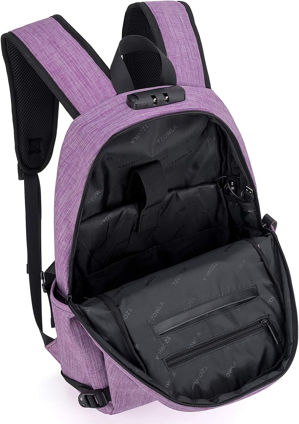 Thumbnail 2 de Tzowla Mochila Antirrobo con Puerto USB, 15.6", Morado