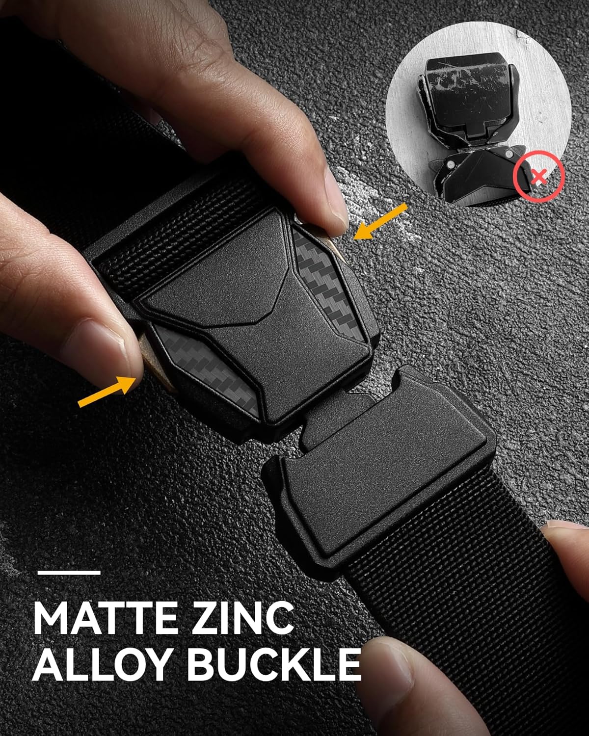Detalle de CHAOREN Tactical Belt Men (1.5” Stretch Belt) with Quick-Release Combat Buckle
