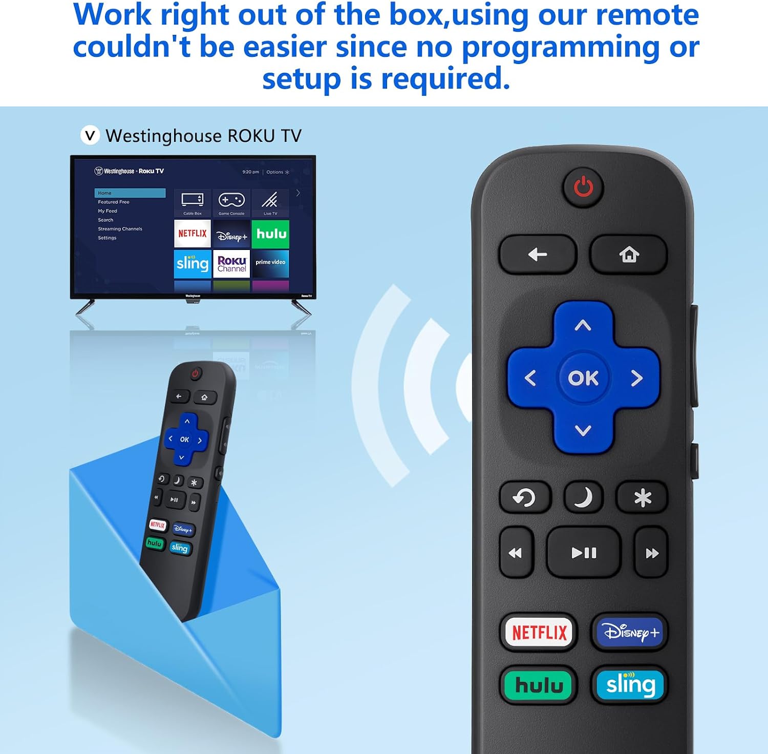 Thumbnail 3 de Roku TV Replacement Remote for TCL Hisense Onn Insignia Roku