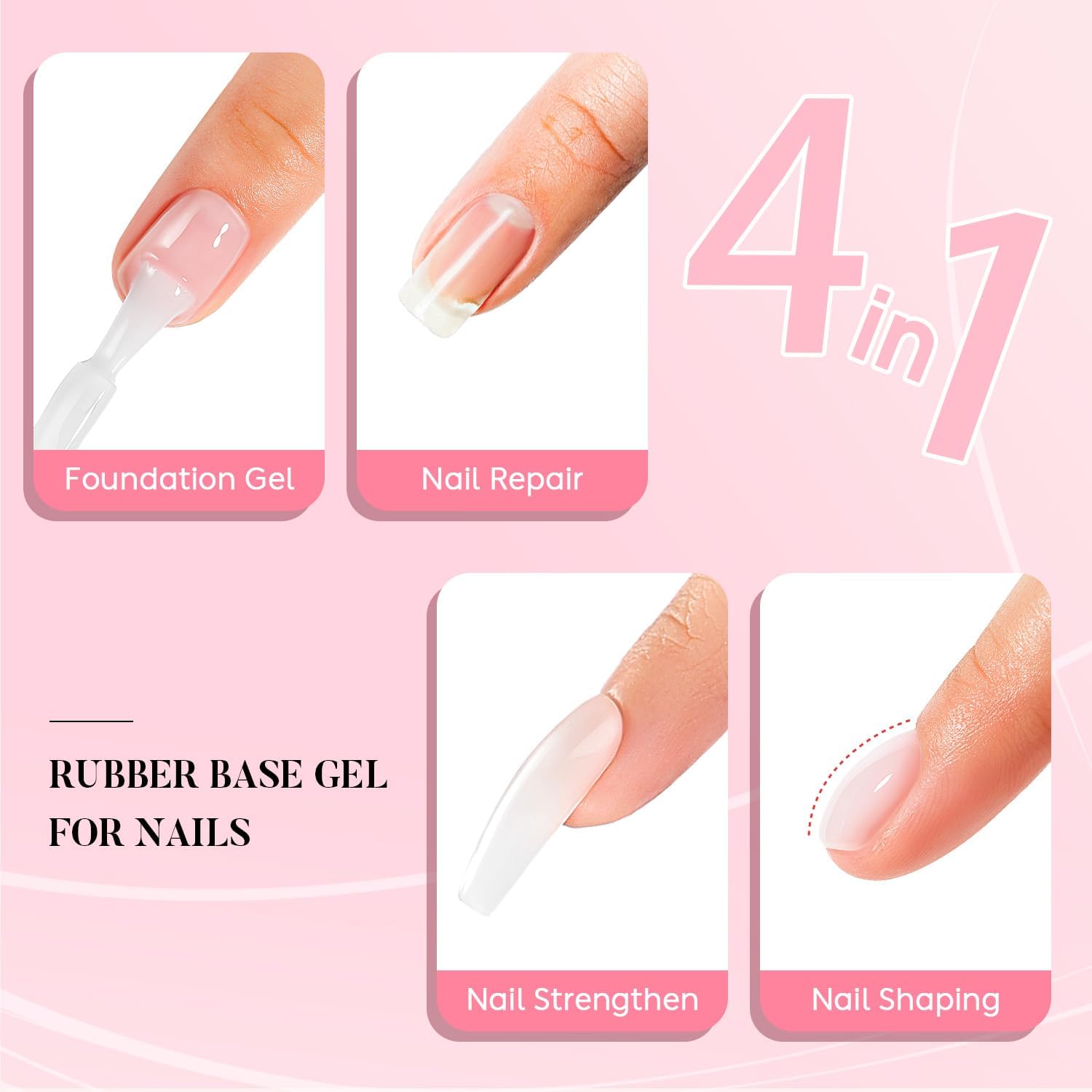 Detalle de Nicedeco Rubber Base 15ML Clair – Vernis Semi Permanent Gel Sans HEMA pour Renforcement et Réparation