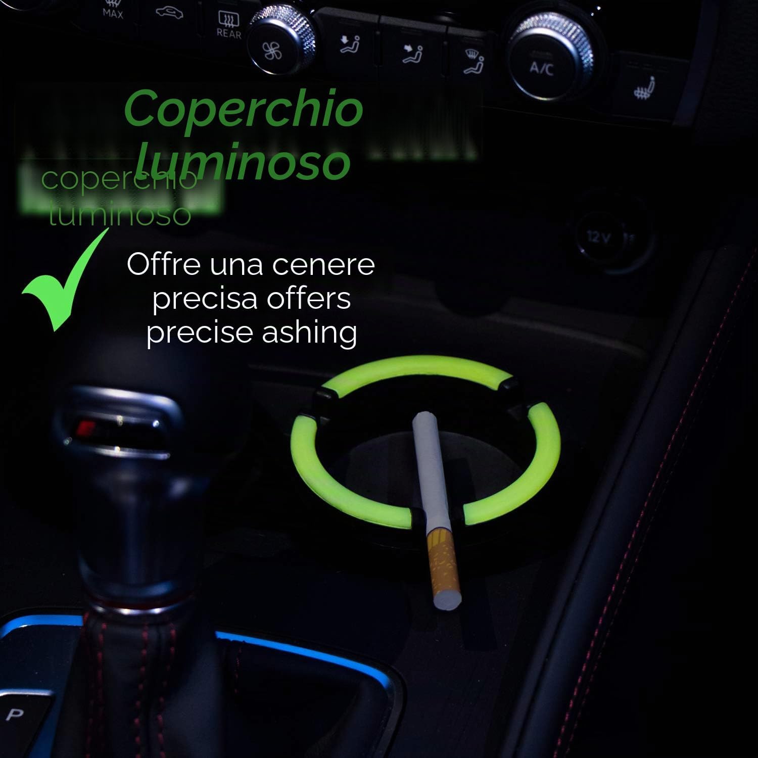 Detalle 2 de Com-Four® 4X Posacenere per Esterni – Anti Vento con Coperchio Luminoso, Ø 8 cm, 4 Pezzi neri