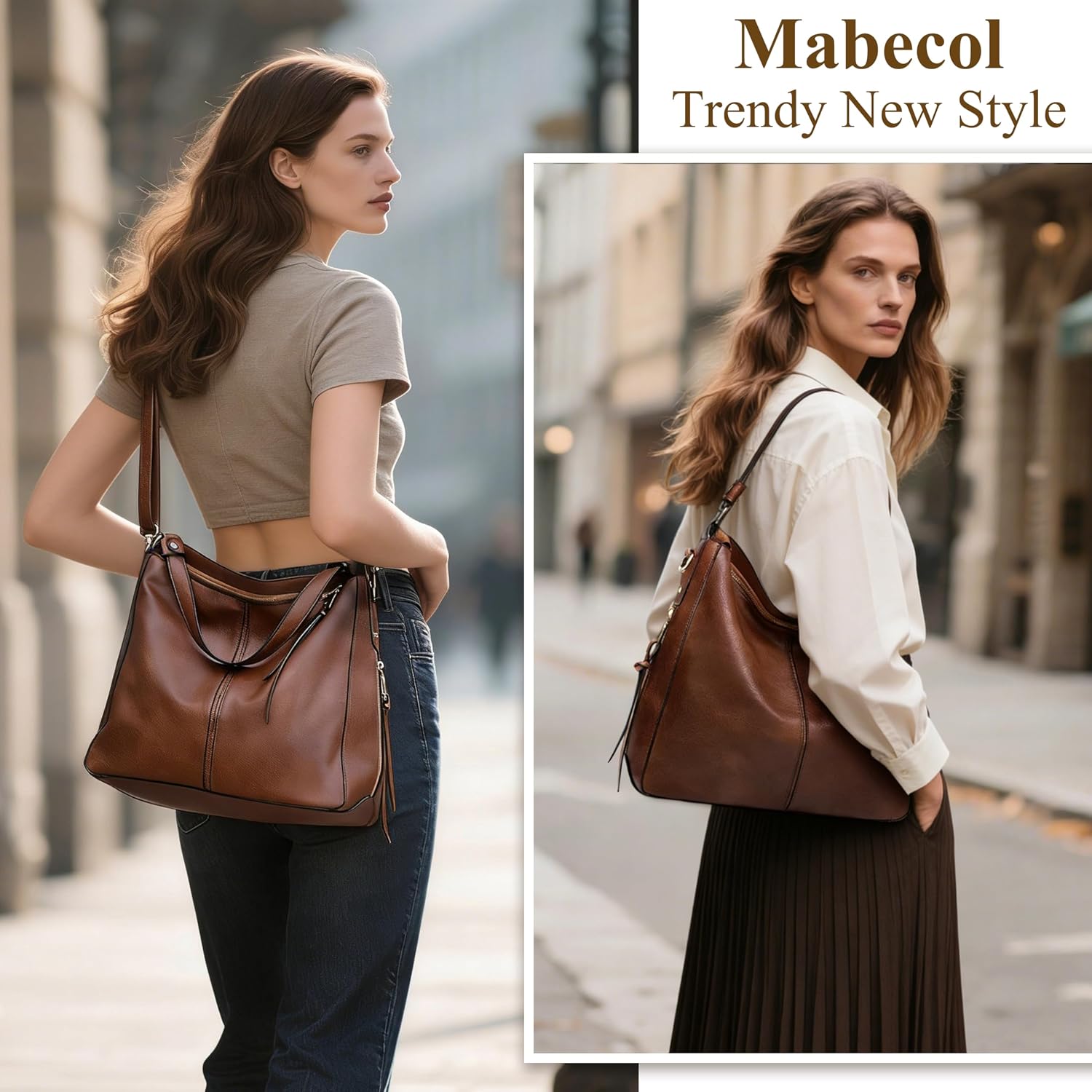 Thumbnail 1 de Mabecol Shopper Tasche Damen Groß – Elegante PU-Shopper mit Reißverschluss