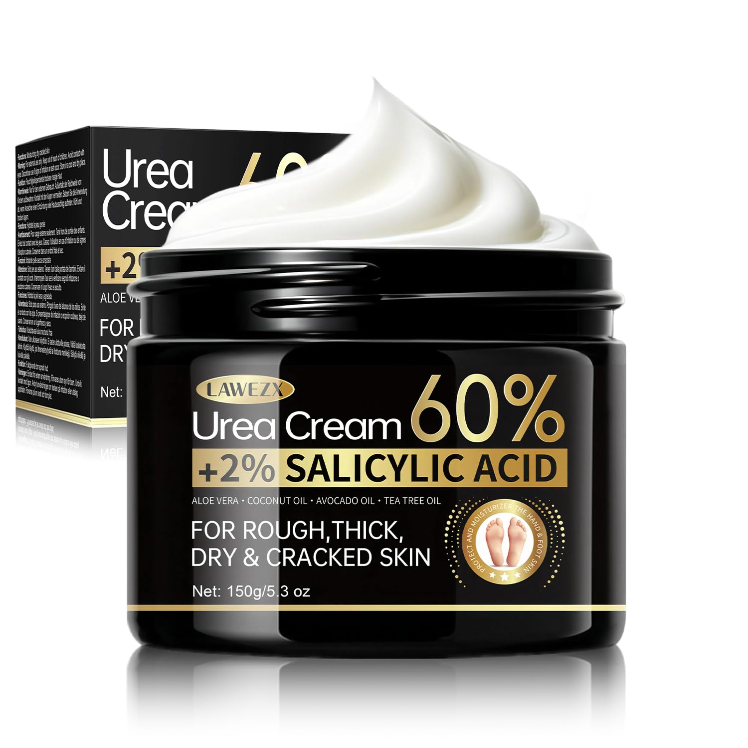 Detalle de LAWEZX Urea Creme 60% für Füße und Hände – Intensive Feuchtigkeit, 150 g