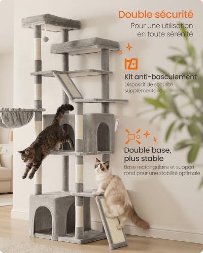 Thumbnail 8 de Feandrea Arbre à Chat Haut 184,5 cm – Tour de Jeux Robuste, Multi-Niveaux pour Chats de Toutes Tailles