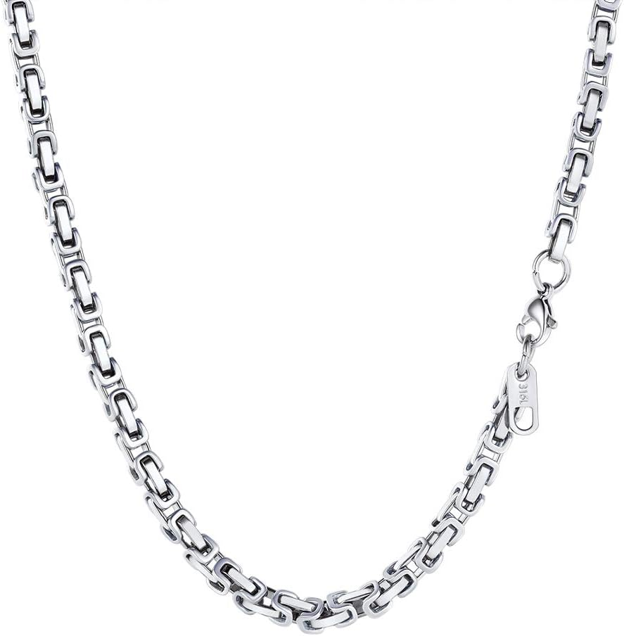 Thumbnail 6 de PROSTEEL Collana uomo Bizantina in acciaio 316L a catena (argento nero oro 18K) stile punk hip hop