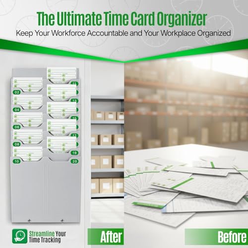 Detalle de Flexzion wall-mounted time card holder, 20-slot