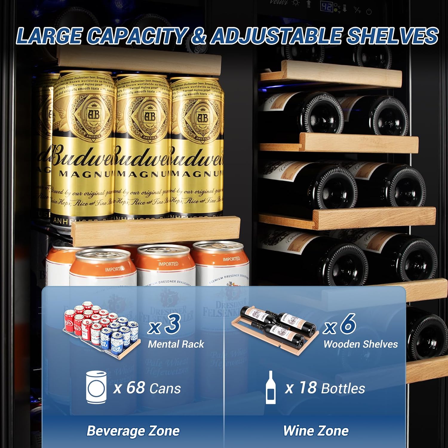 Detalle de Velivi KMYL120B 24-Inch Dual-Zone Wine and Beverage Refrigerator