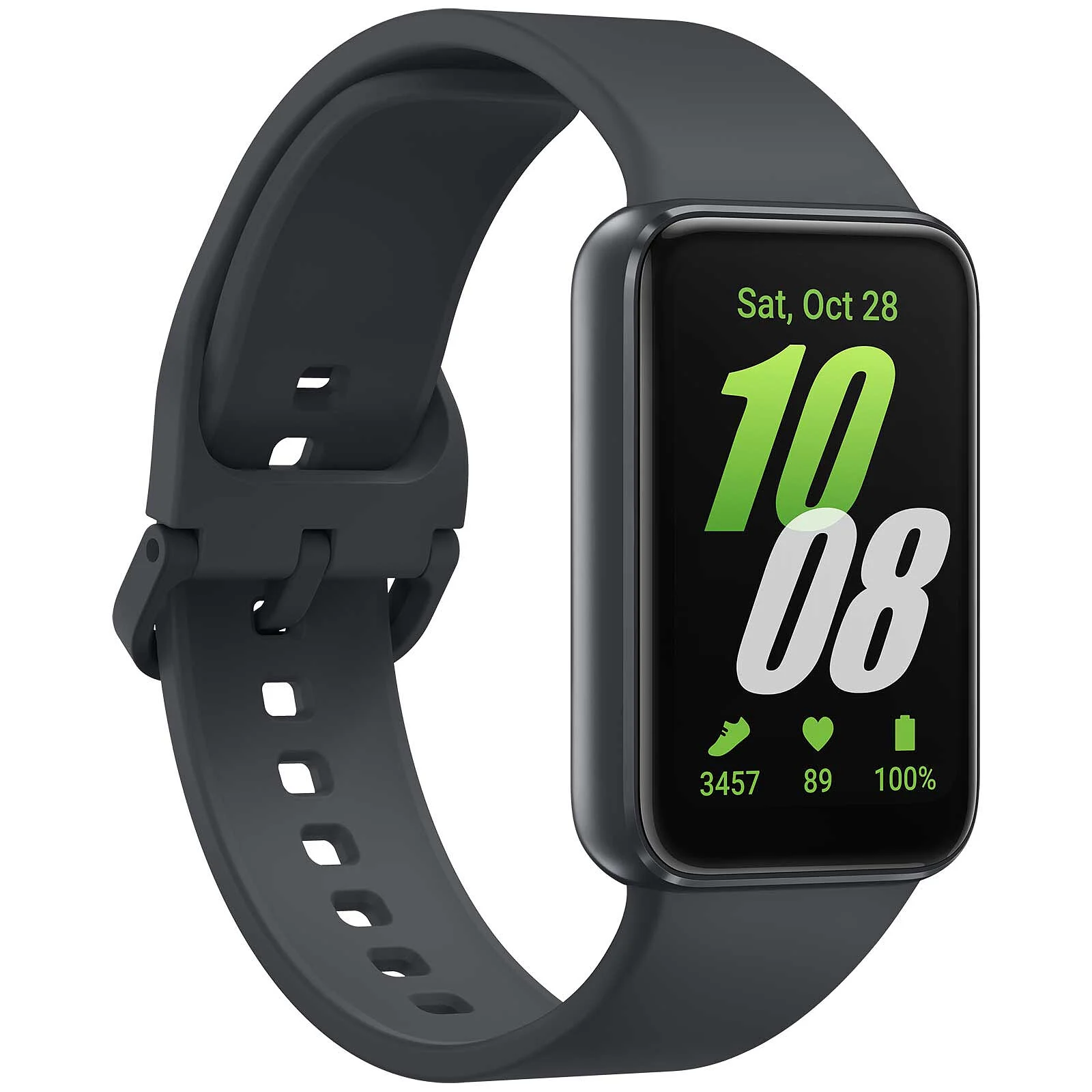 Detalle de Samsung Galaxy Fit3 SM-R390NZAAXEF: pulsera de actividad ligera con pantalla AMOLED 1.6" y monitorización de salud