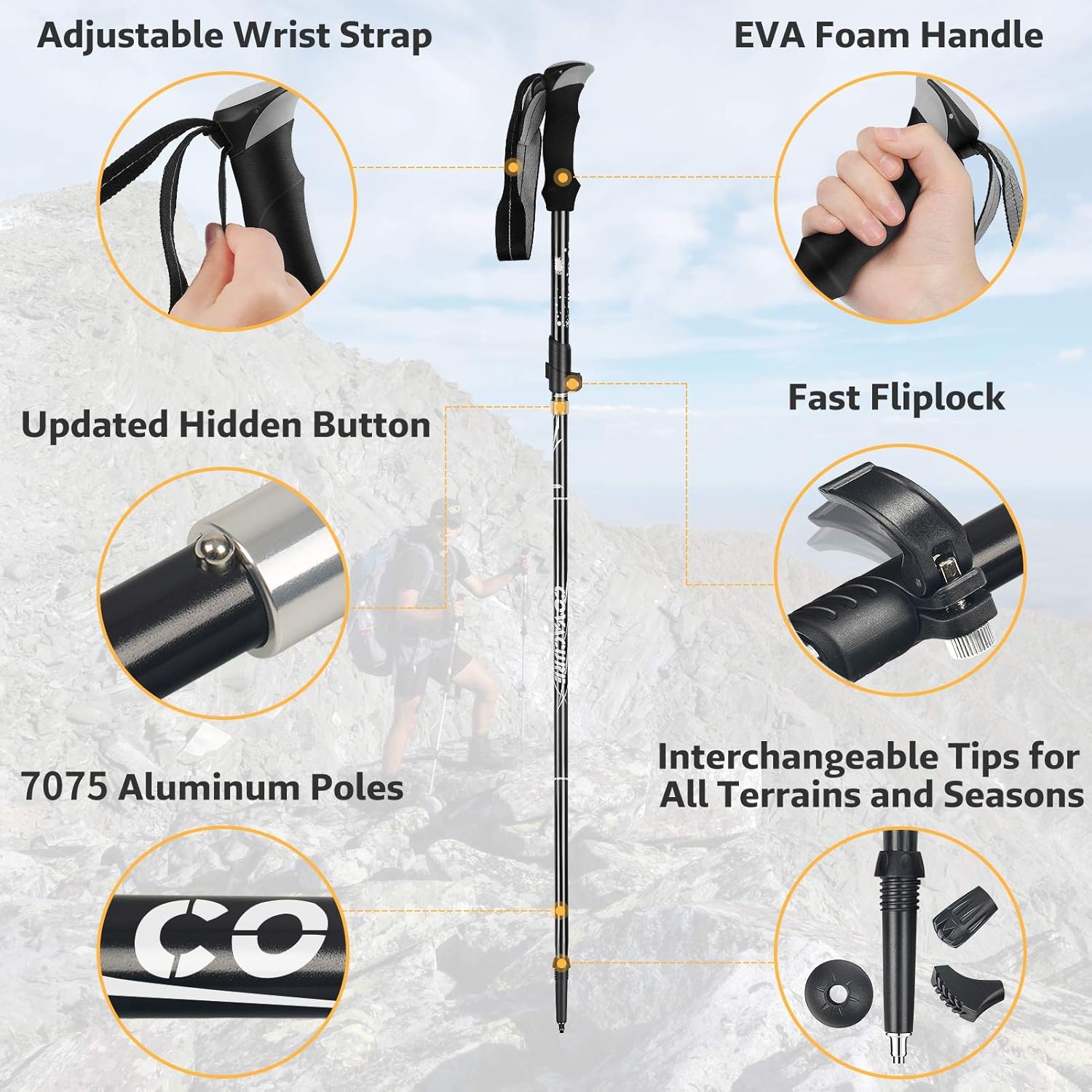 Thumbnail 2 de COVACURE Wanderstöcke faltbar verstellbar 100–120 cm