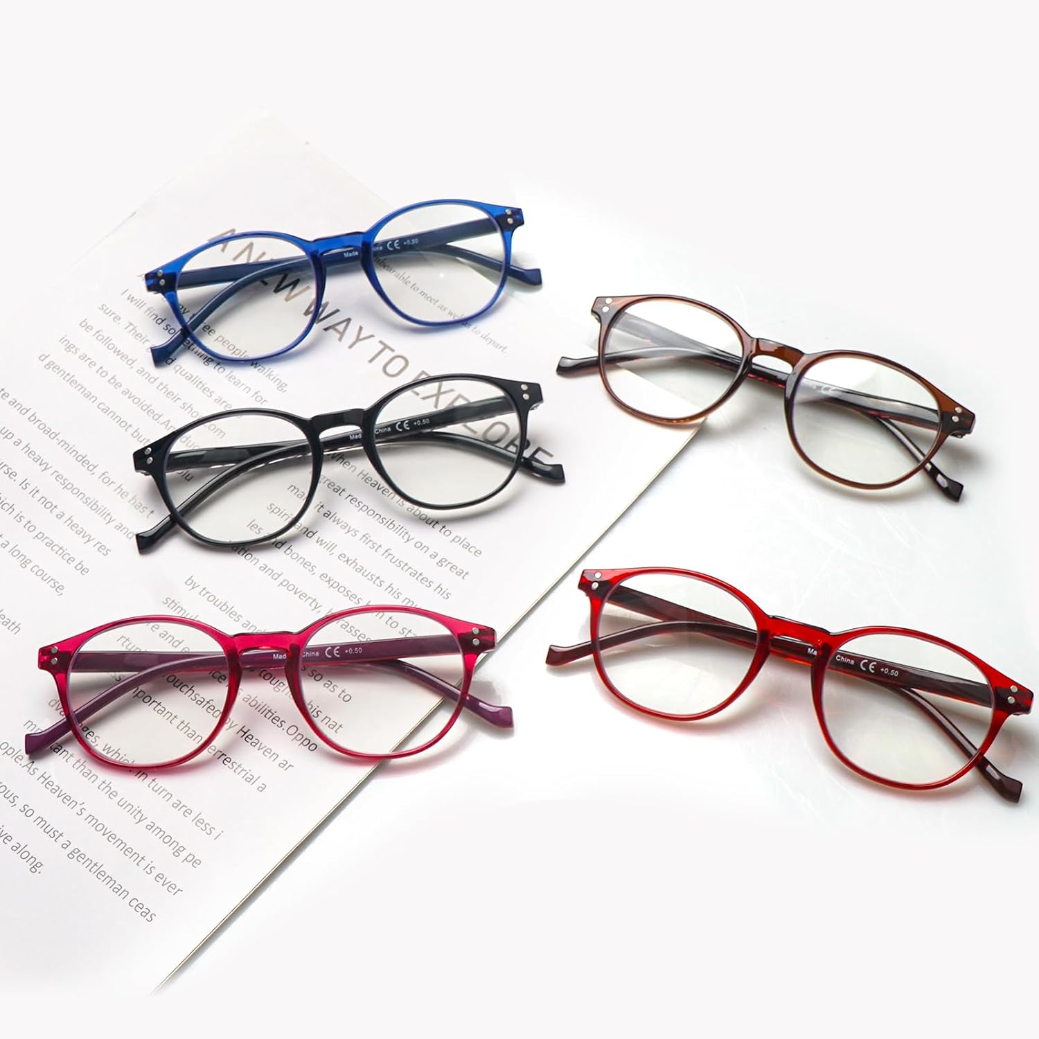 Thumbnail 6 de ZONLON 5 Pack Retro Reading Glasses with Blue Light Blocking Lenses