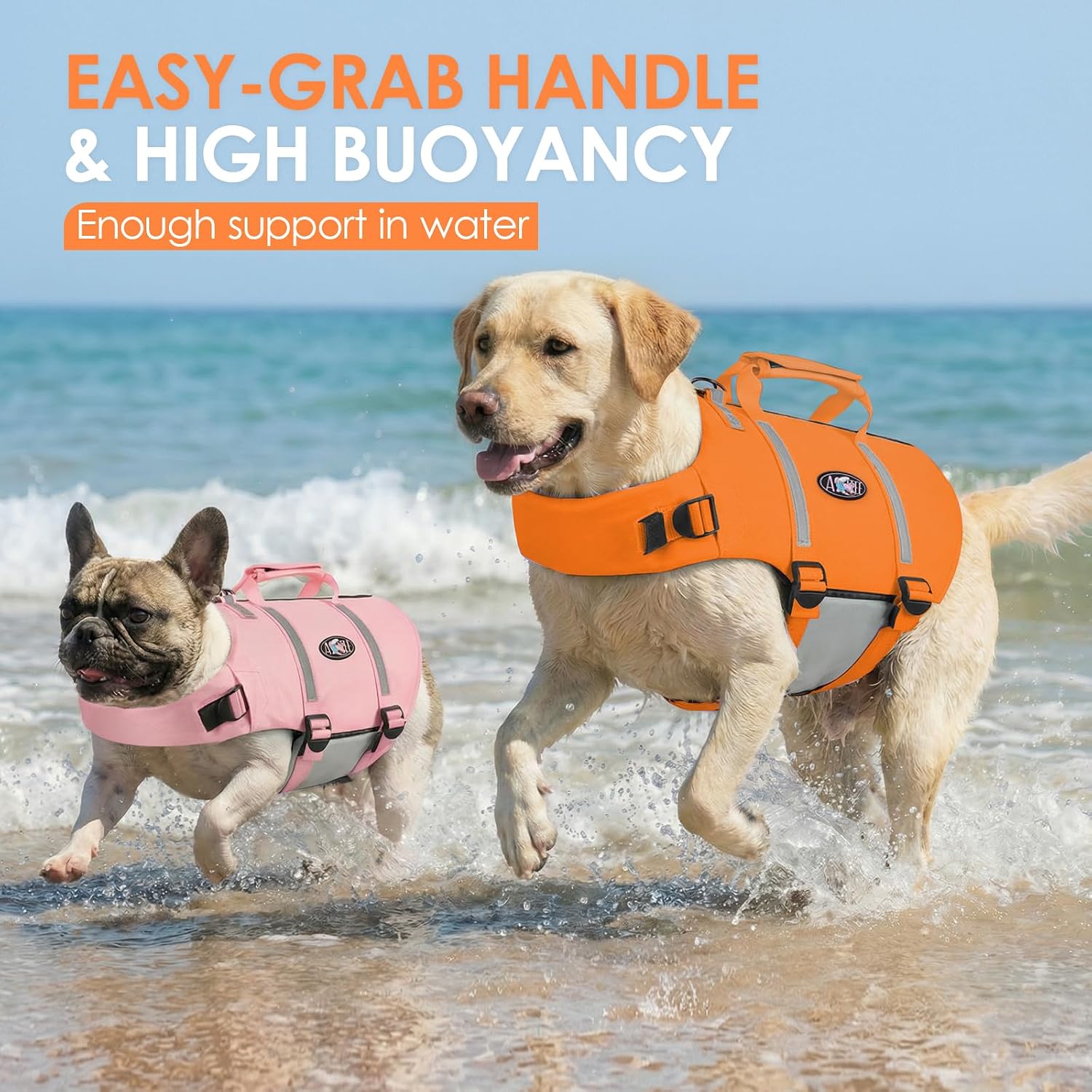 Detalle de AOFITEE Gilet de Sauvetage pour Chien – Gilet de Natation réglable et haute flottabilité
