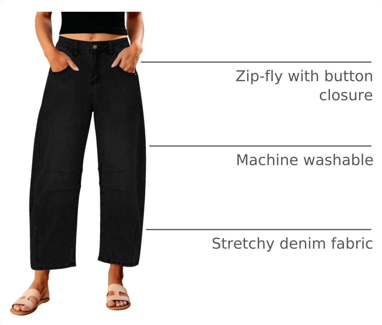 Detalle 2 de GRAPENT GP-PAGHGDGID Barrel Jeans, High-Rise Stretch Denim, 26-Inch Inseam