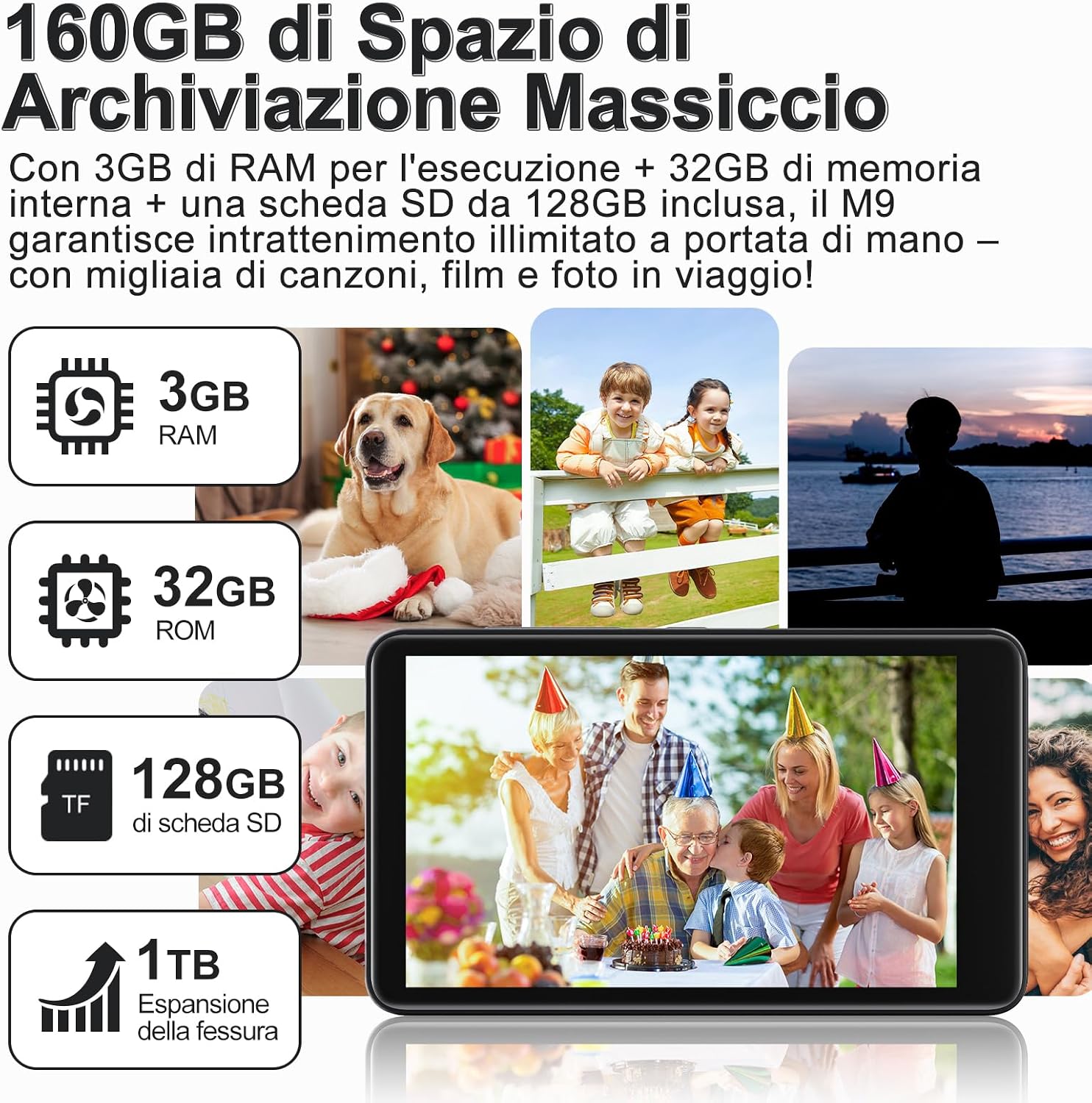 Thumbnail 3 de Lettore MP3 da 160GB con Bluetooth/WLAN e Android 13: intrattenimento all-in-one in tasca