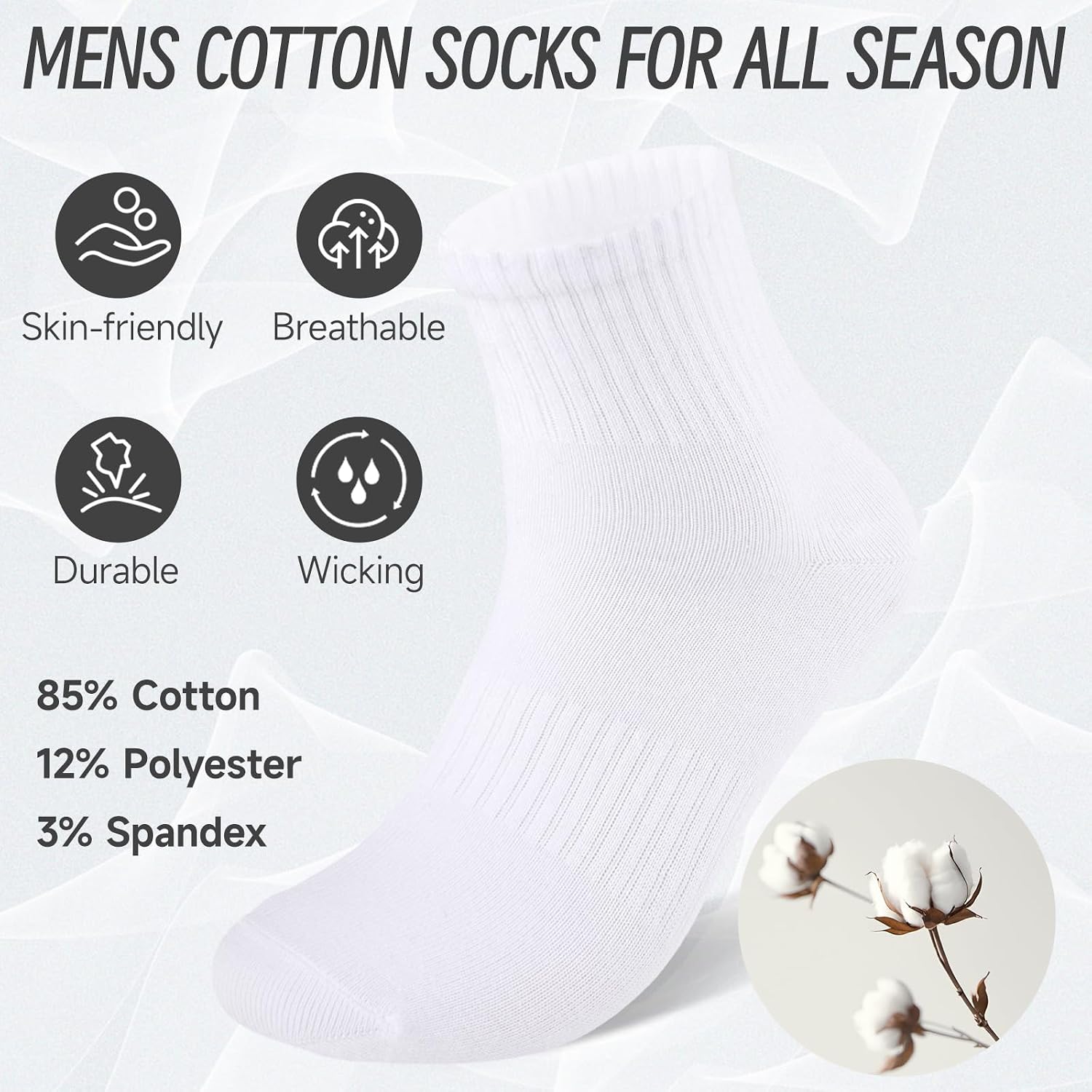 Detalle de eallco Men's Ankle Socks, Cotton