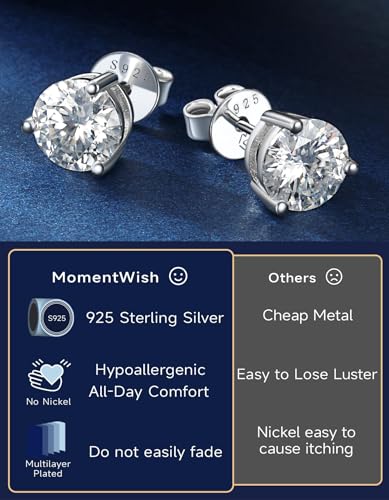 Thumbnail 7 de MomentWish Pendientes de Moissanita en Plata 925 con Baño de Oro Blanco 585 (0,60 ct)