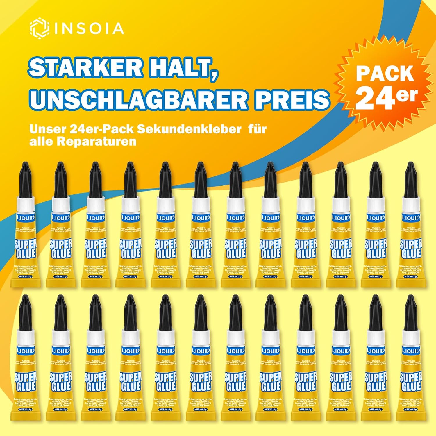 Thumbnail 2 de Sekundenkleber Flüssig (24er-Pack x 3 g) – extra stark & wasserfest von INSOIA