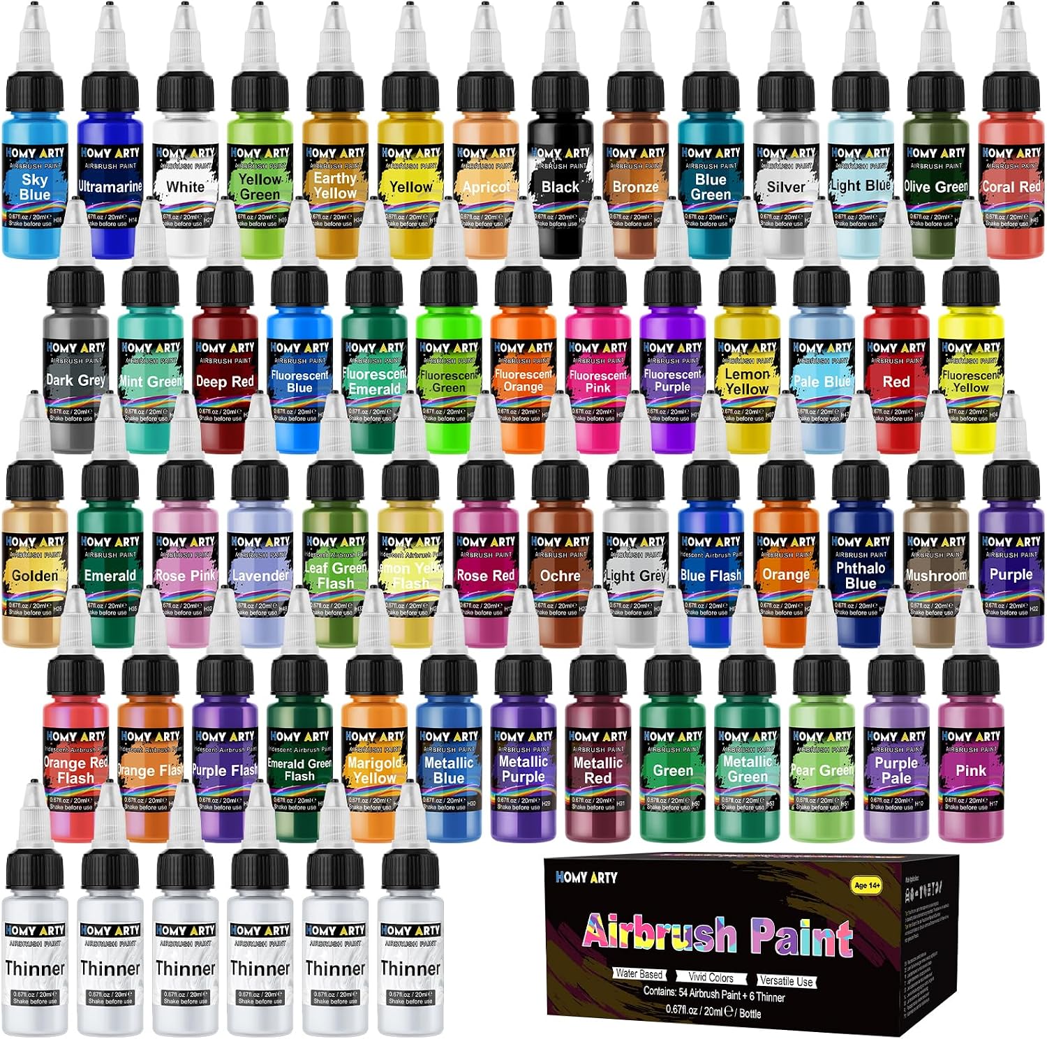 Detalle de HOMY ARTY Airbrush Farbe 54 Farben 🎨
