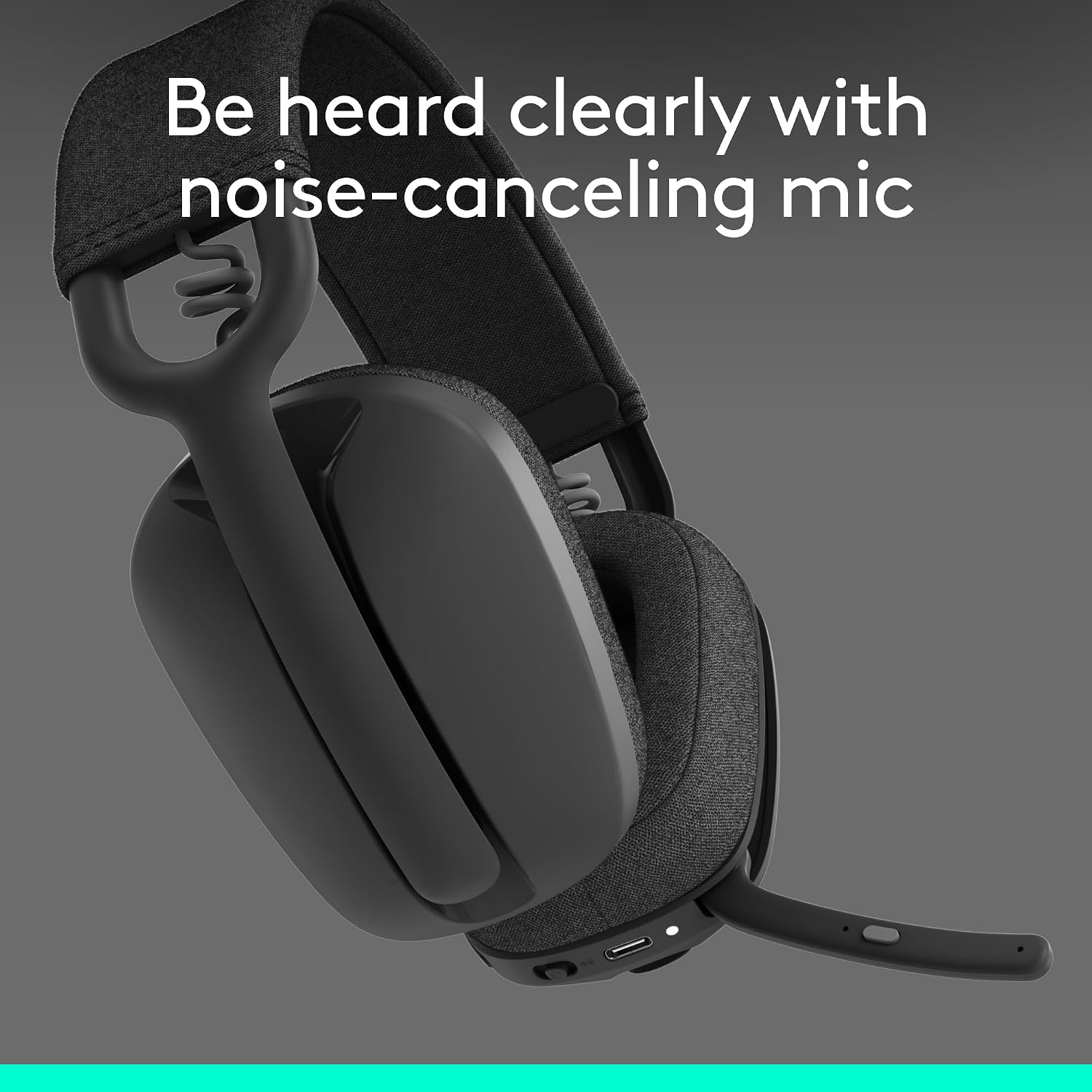 Detalle de Logitech Zone Vibe 100 Wireless Over-Ear Headset, Graphite, Multipoint Bluetooth