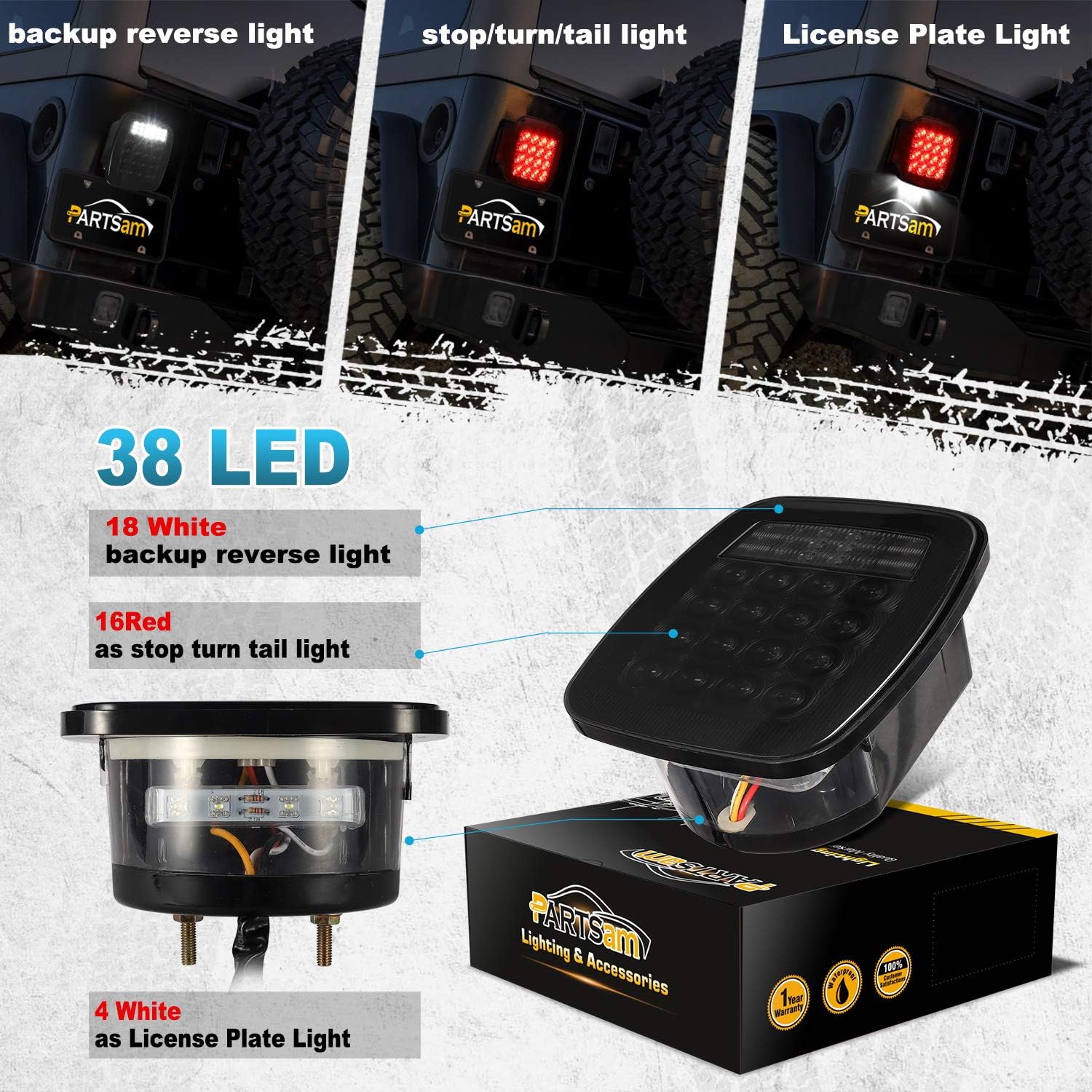 Detalle 2 de Partsam LED Tail Lights, 38 LEDs