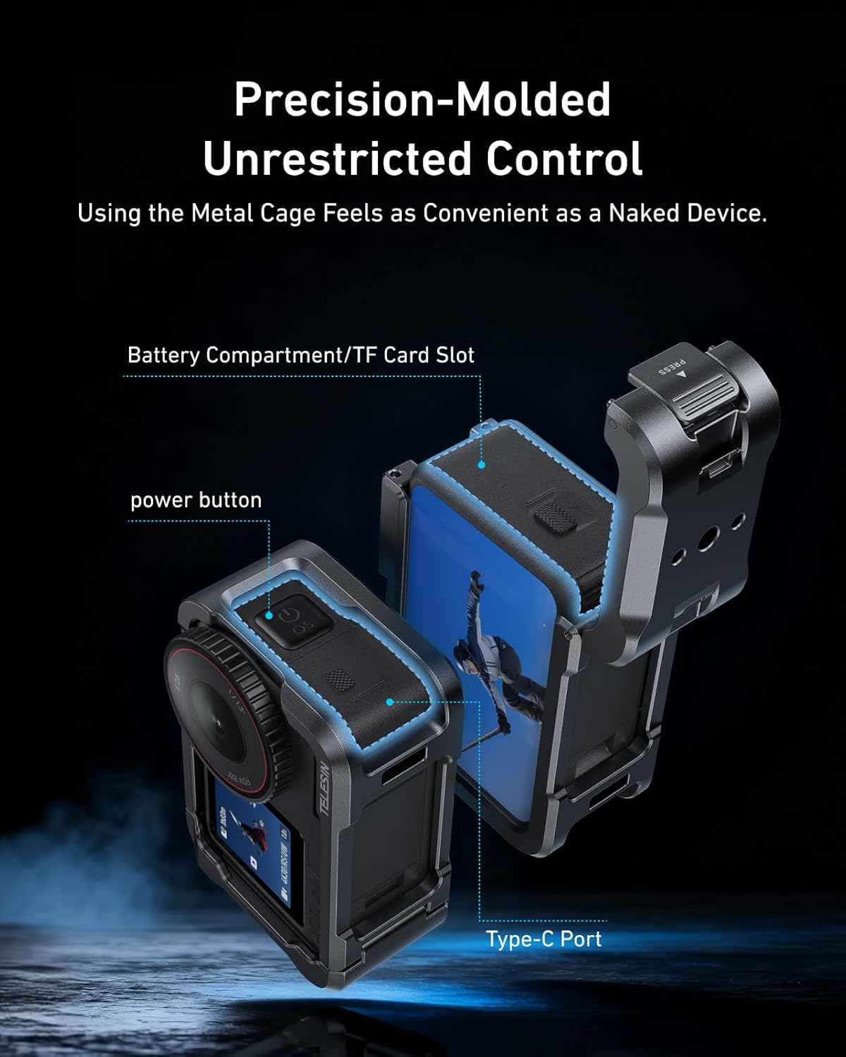Thumbnail 4 de TELESIN Aluminum Alloy Protective Frame Case with Lens Cover for DJI Osmo Action 6