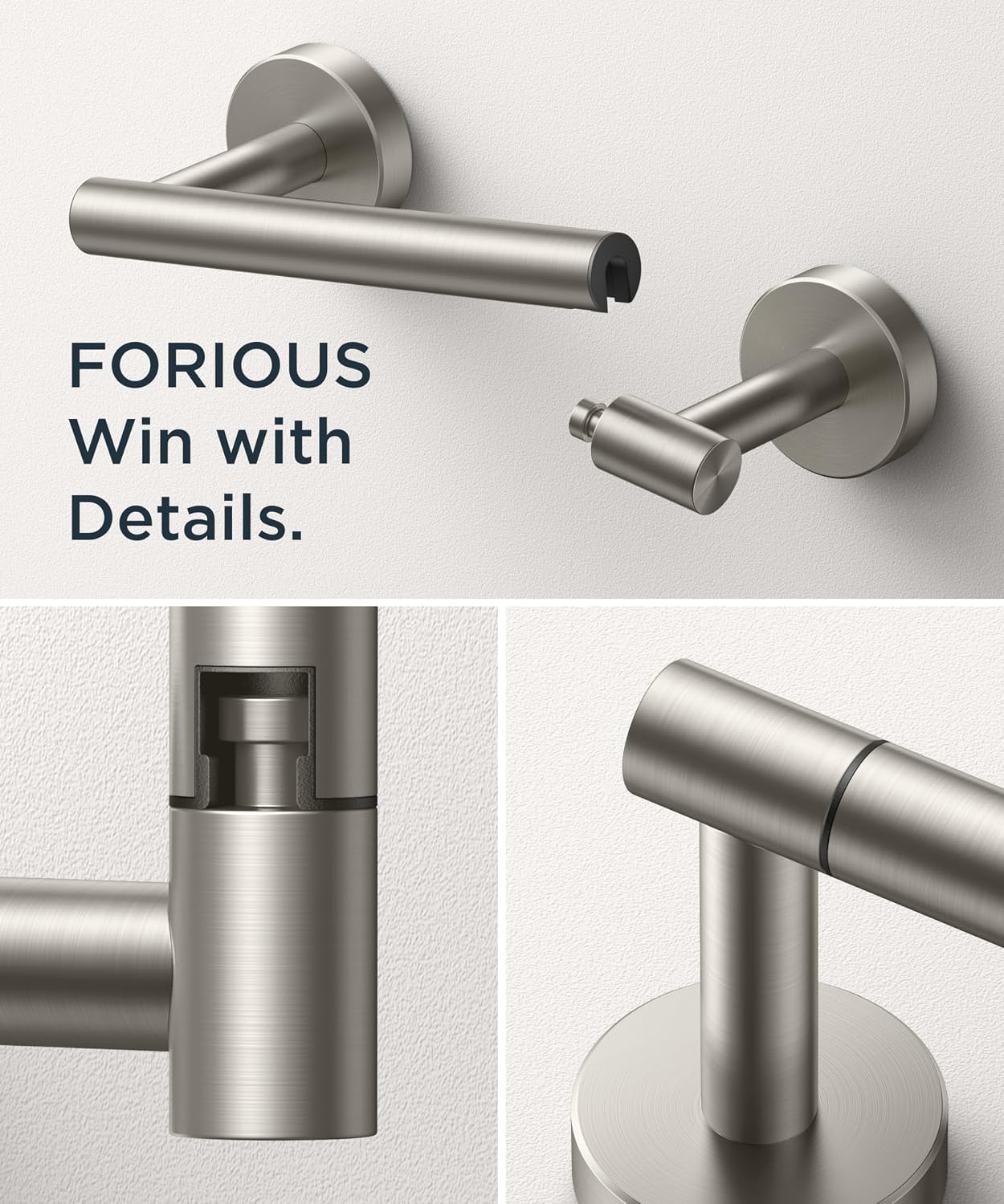 Detalle de FORIOUS FF01124 Wall-Mount Toilet Paper Holder, Brushed Nickel SUS304 Steel