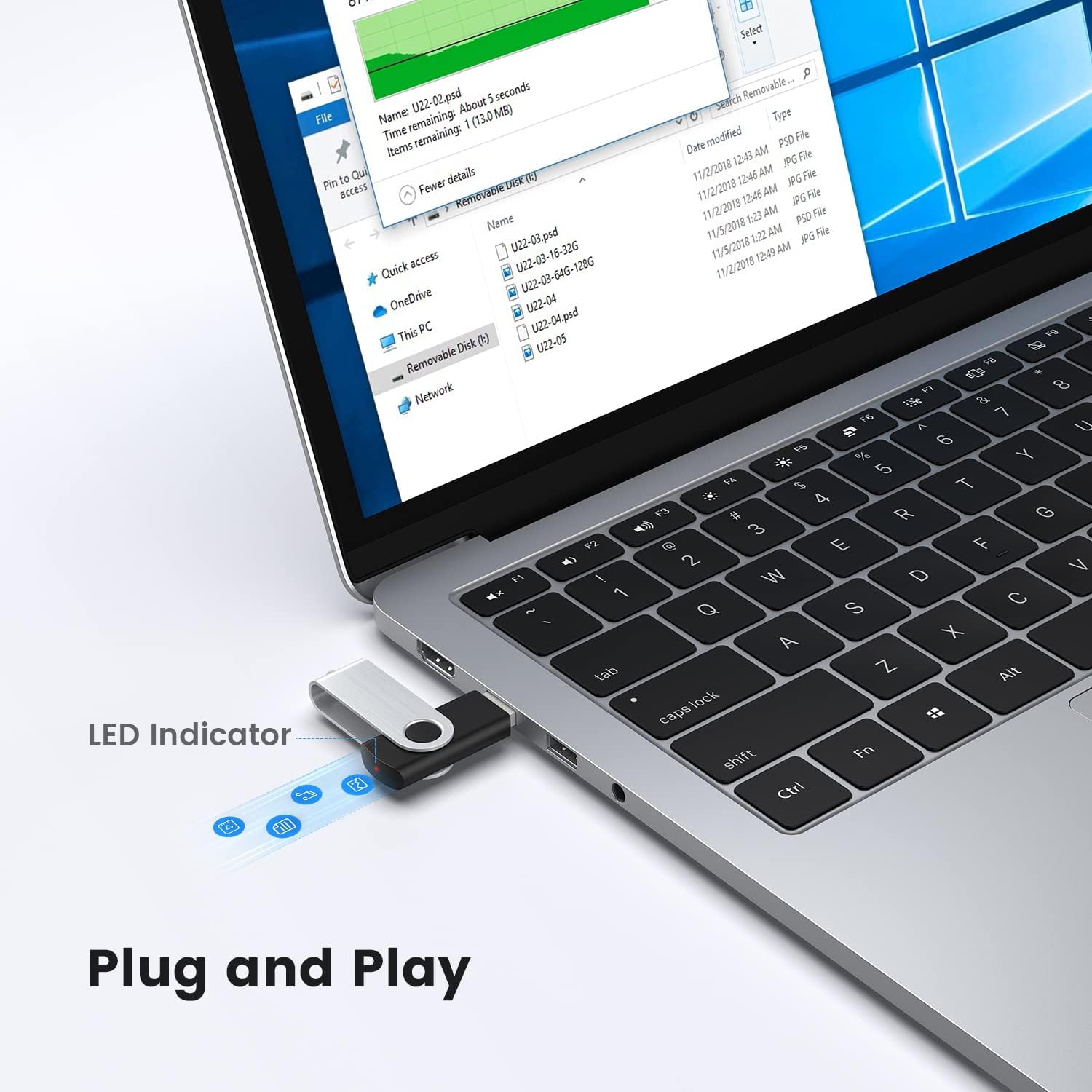 Detalle de KOOTION Chiavetta USB 10 pezzi 16GB USB 3.0 | Set compatto e robusto con cappuccio girevole in metallo