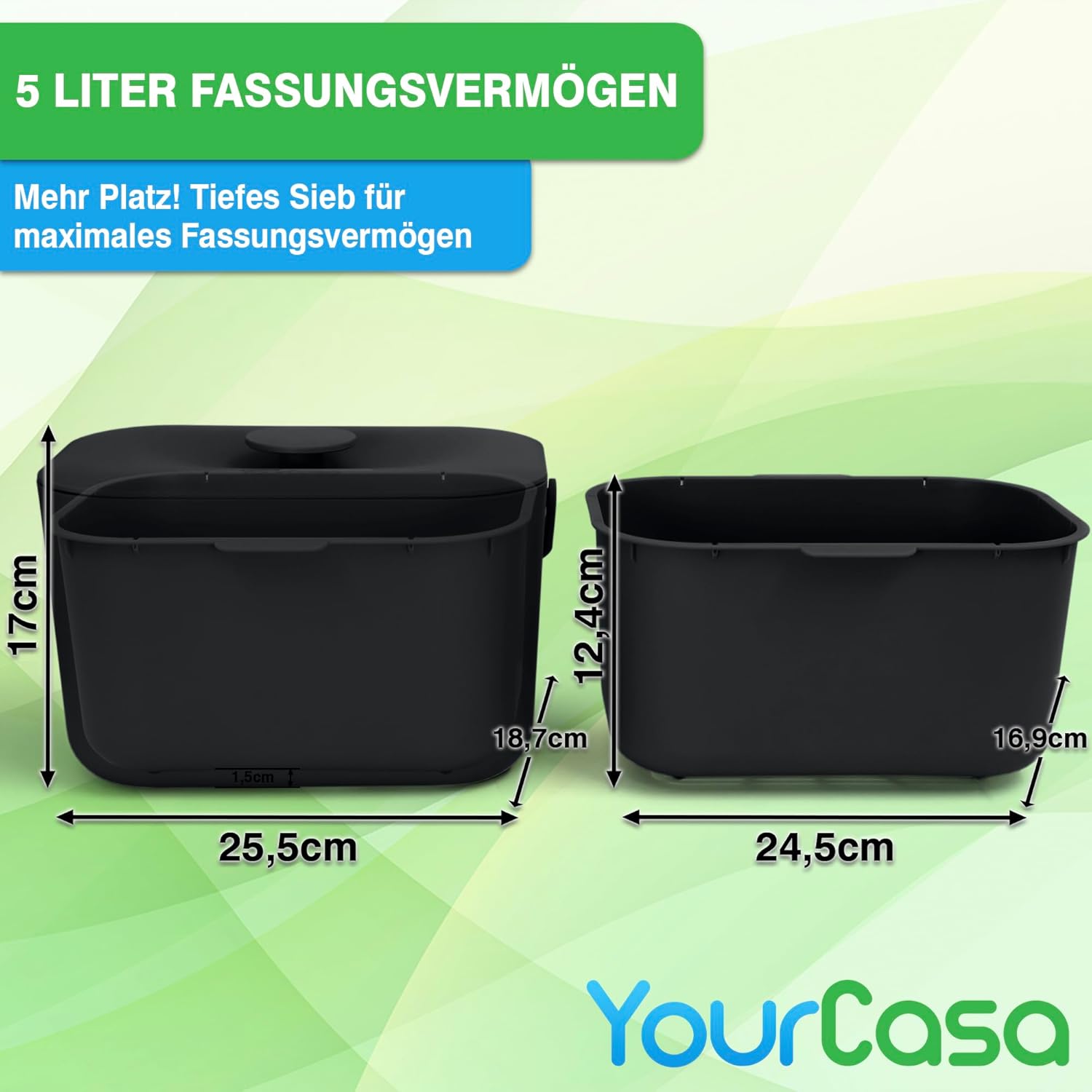 Thumbnail 6 de YourCasa Biomülleimer Küche 5 l für Biomüll