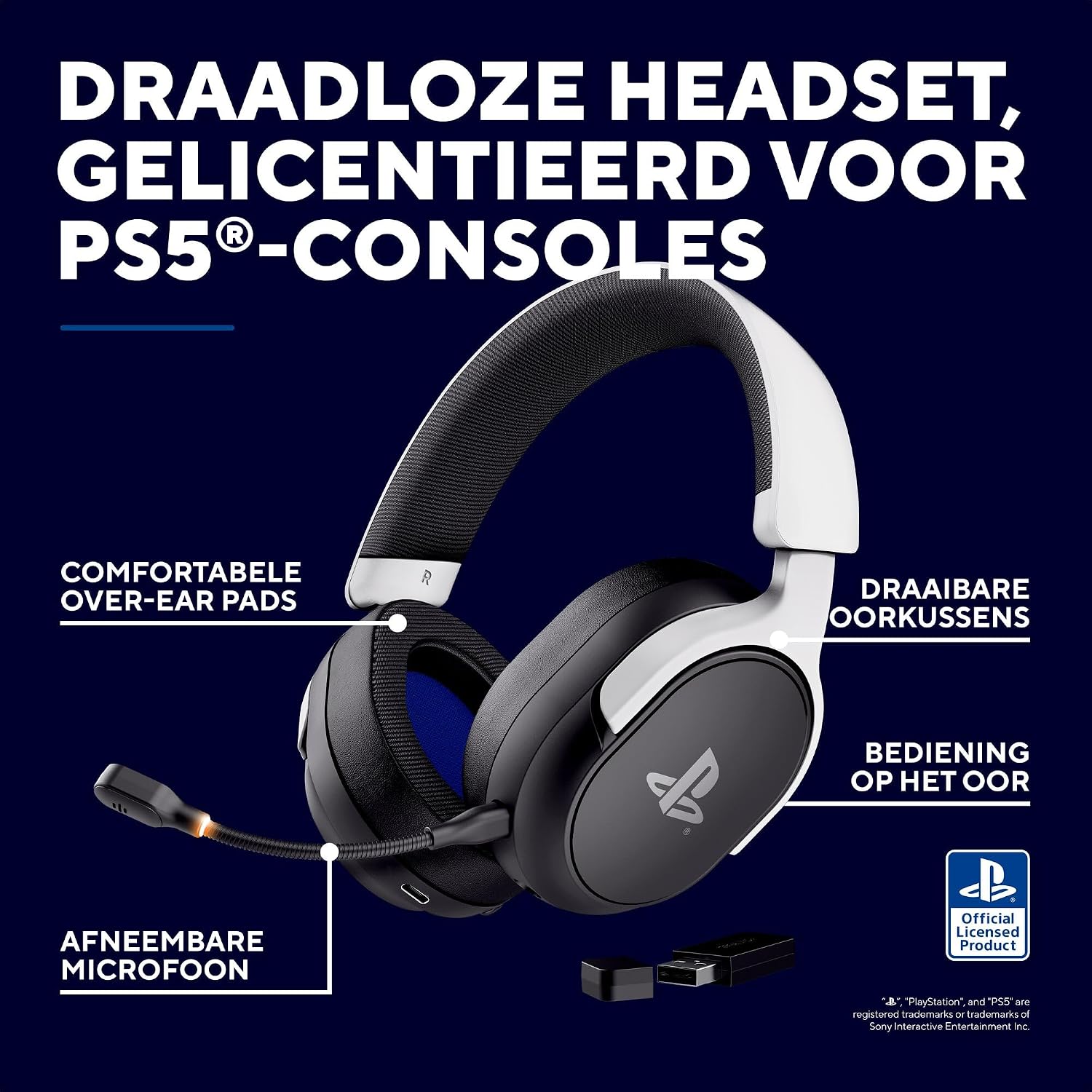 Detalle 2 de GXTrust GXT 499BW Forta draadloze PS5-headset met 50mm-drivers en 55 uur