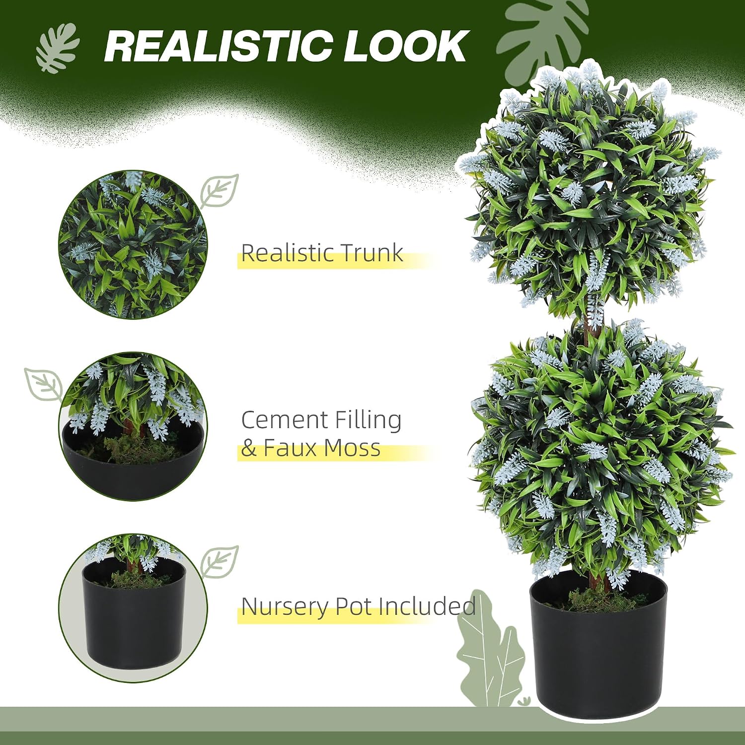 Thumbnail 3 de HOMCOM 830-797V00BU Artificial Lavender Ball Trees, Set of 2, 70cm