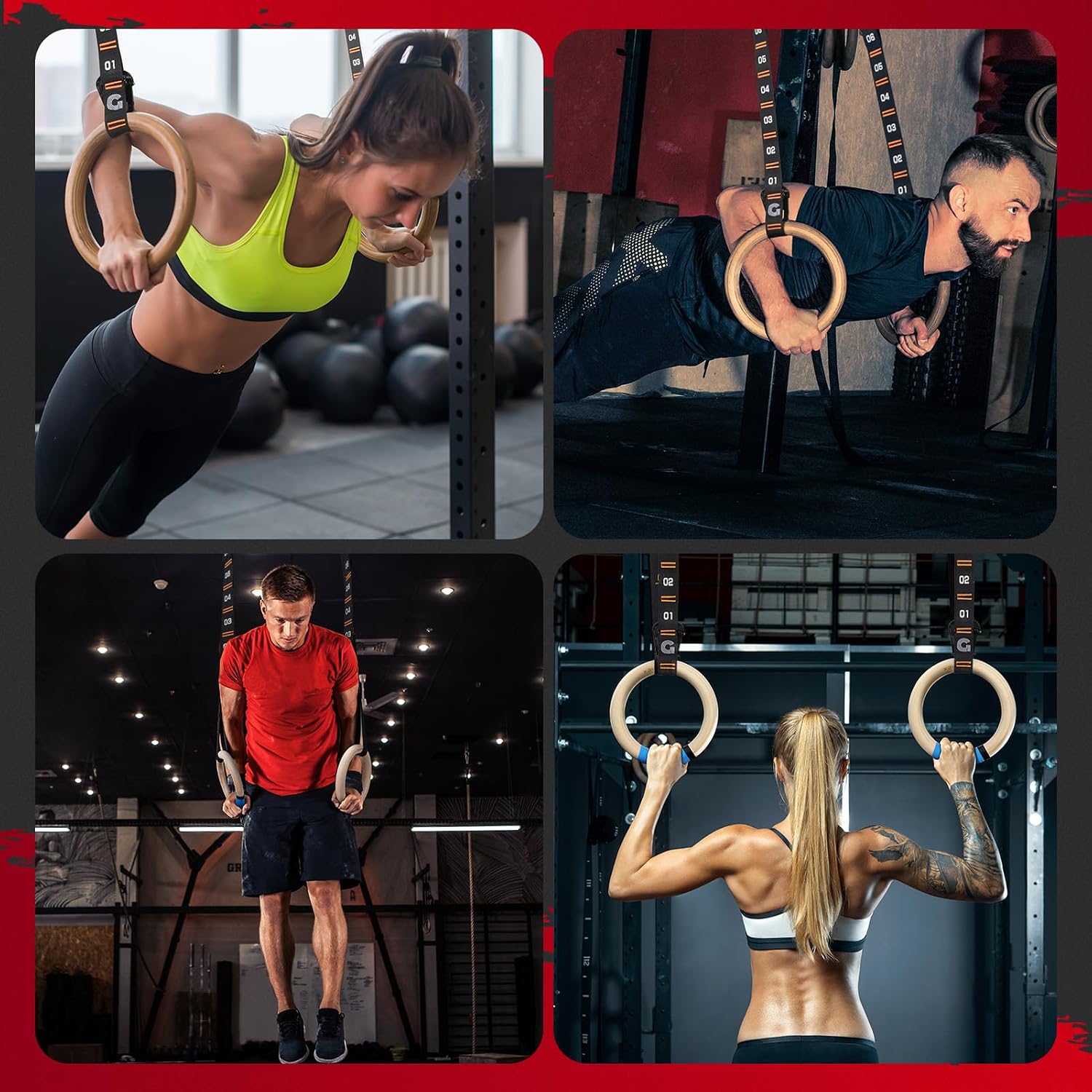 Thumbnail 6 de Gonex wooden gymnastic rings, birch wood