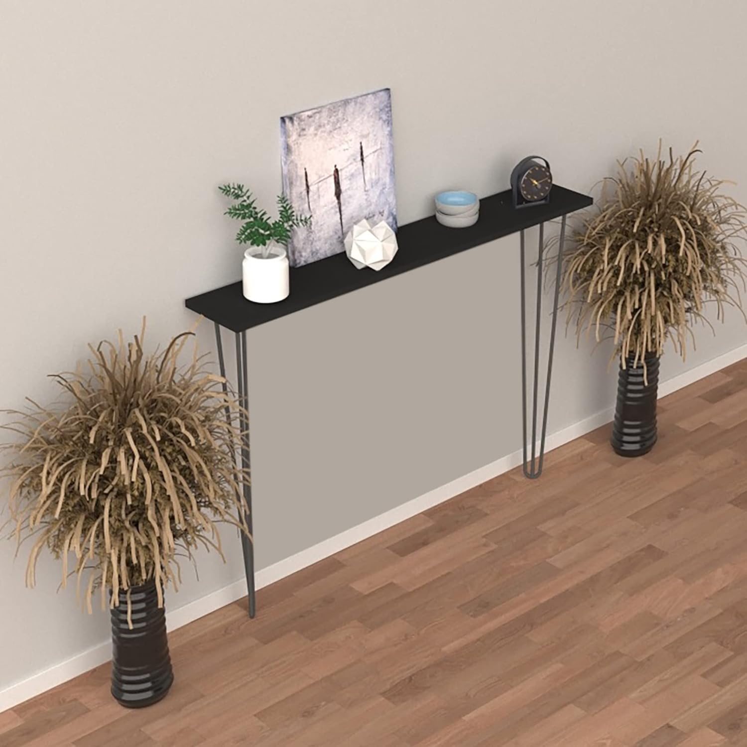 Thumbnail 4 de [en.casa] Étagère moderne à pieds épingle (82 x 80 x 18 cm) noire pour table d’appoint et rangement