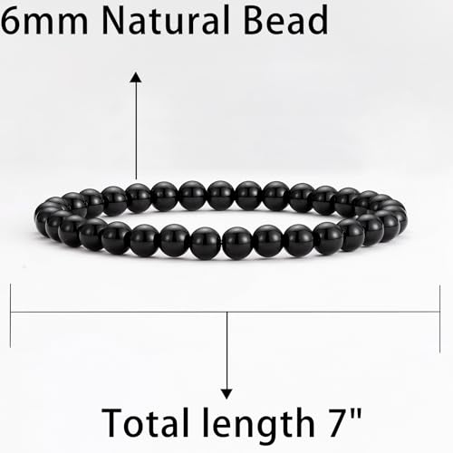 Detalle 2 de ESPVO Schwarzer Turmalin Tigerauge Hämatit Armband – Naturstein Perlen, 18,5 cm