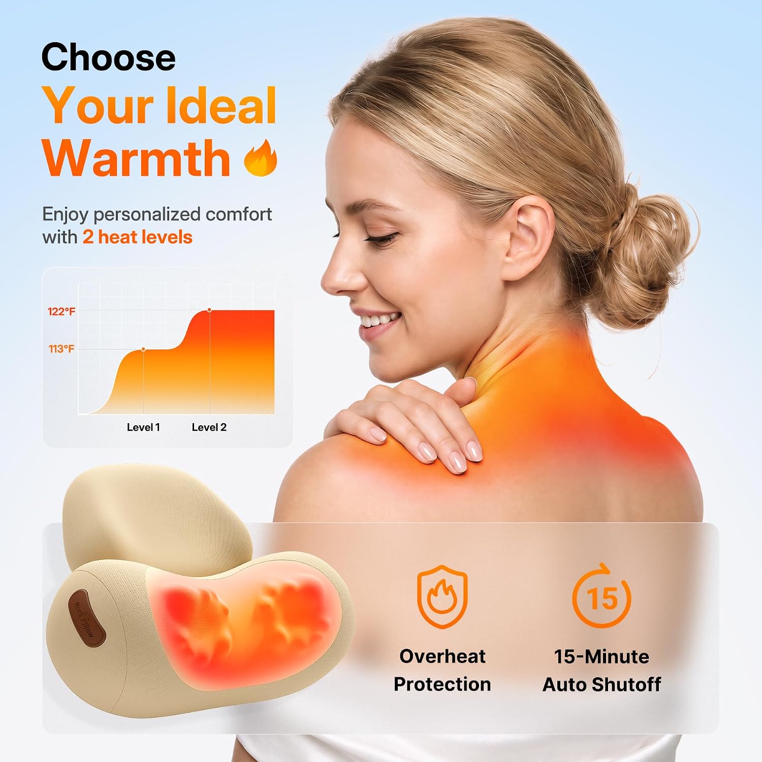 Detalle de Shiatsu Neck Massager Pillow, Oatmeal