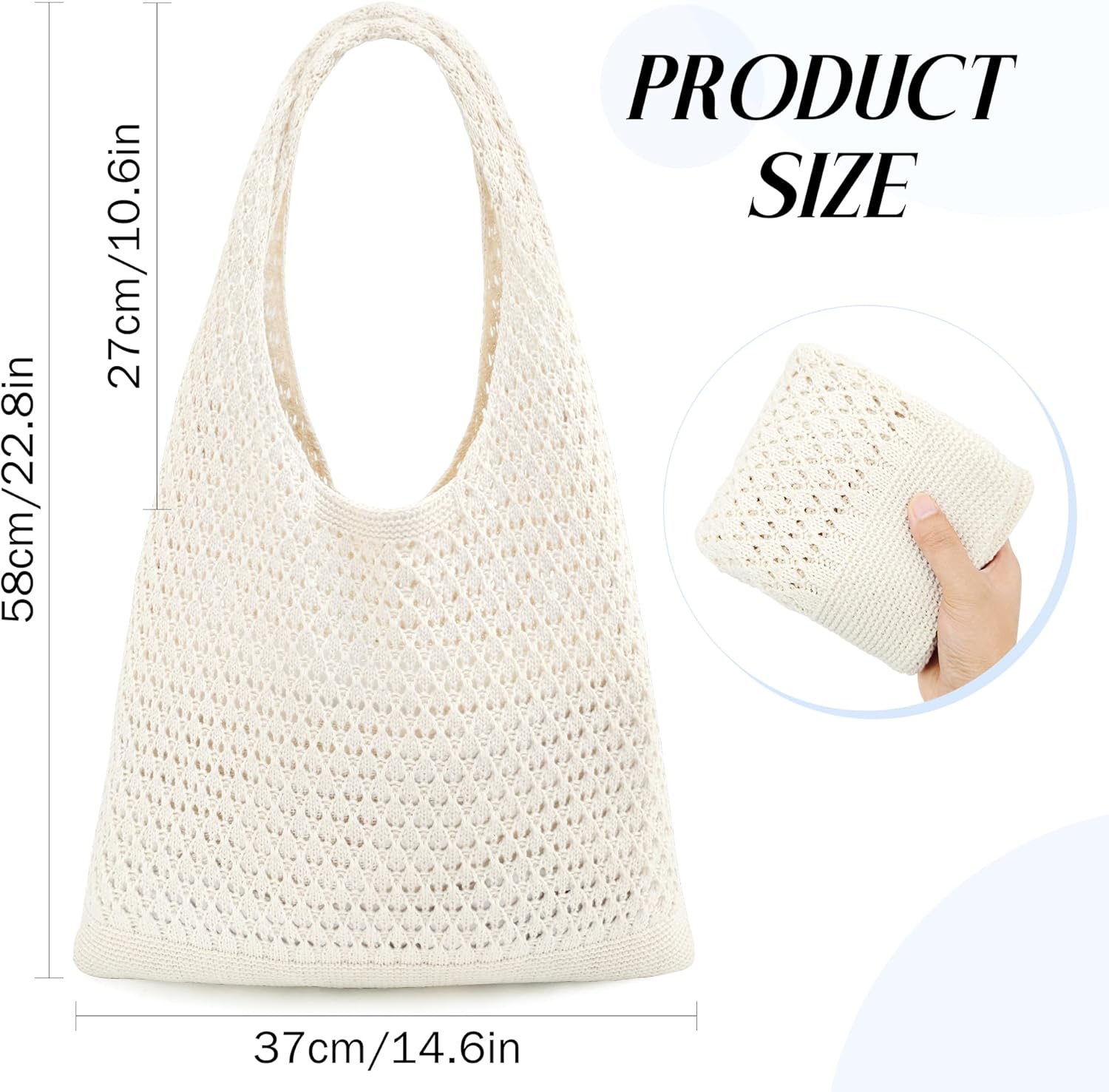 Thumbnail 3 de beifon Strandtasche Damen Boho – gehäkelte Mesh-Beach Bag als Strandbeutel, Tote & Umhängetasche