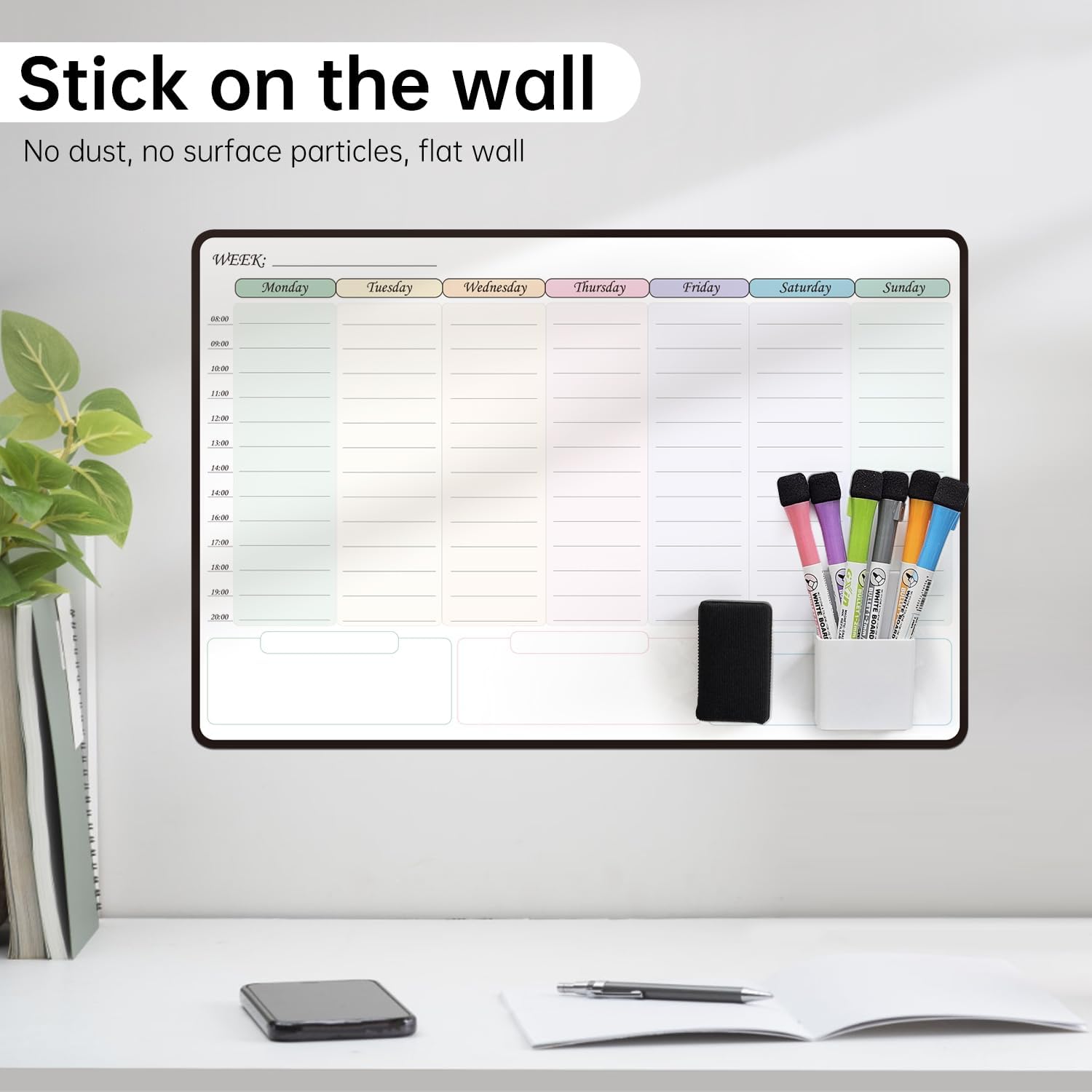 Thumbnail 4 de MCCORL Whiteboard Wall Weekly Planner (Self-Adhesive) Monday to Sunday, 42×28cm